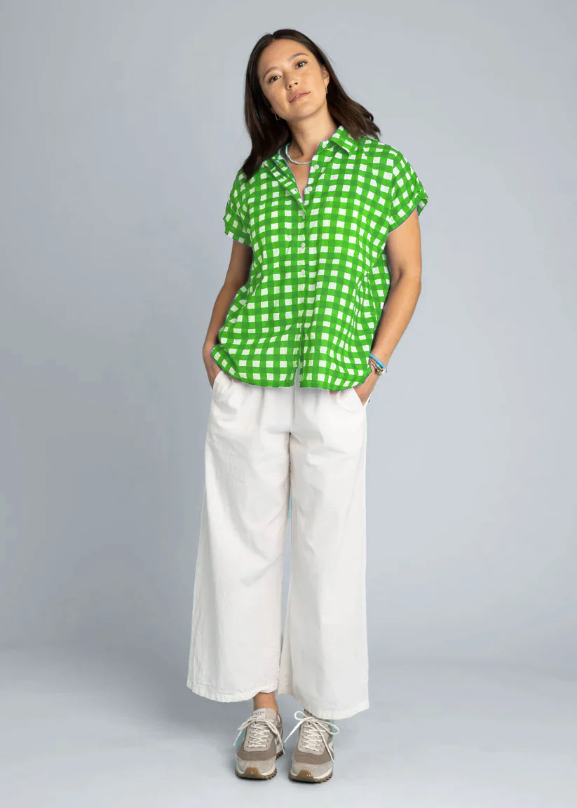 Good Boyfriend Short Sleeve Shirt - Gingham Picnic Kelly Green - Image 2