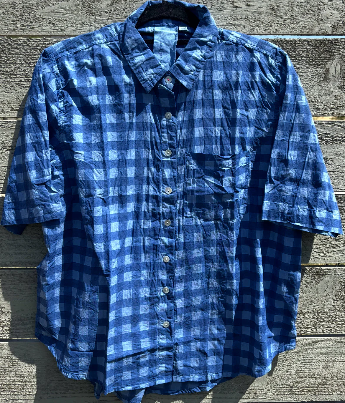 Good Boyfriend Short Sleeve Shirt - Gingham Picnic Overdye Cornflower Blue - Image 2
