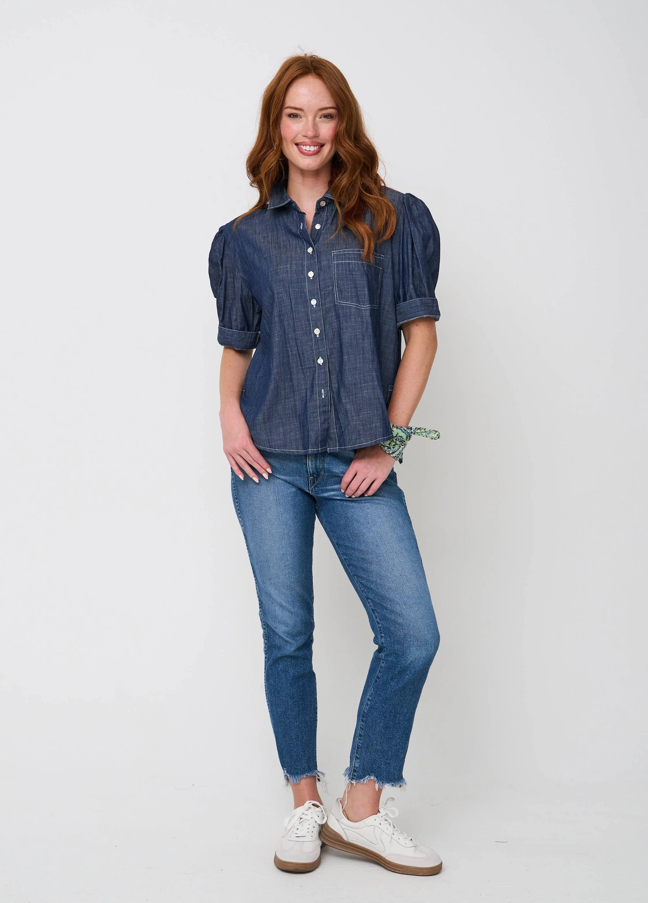 Good Girlfriend Shirt - Dark Denim Wash Chambray - Image 2