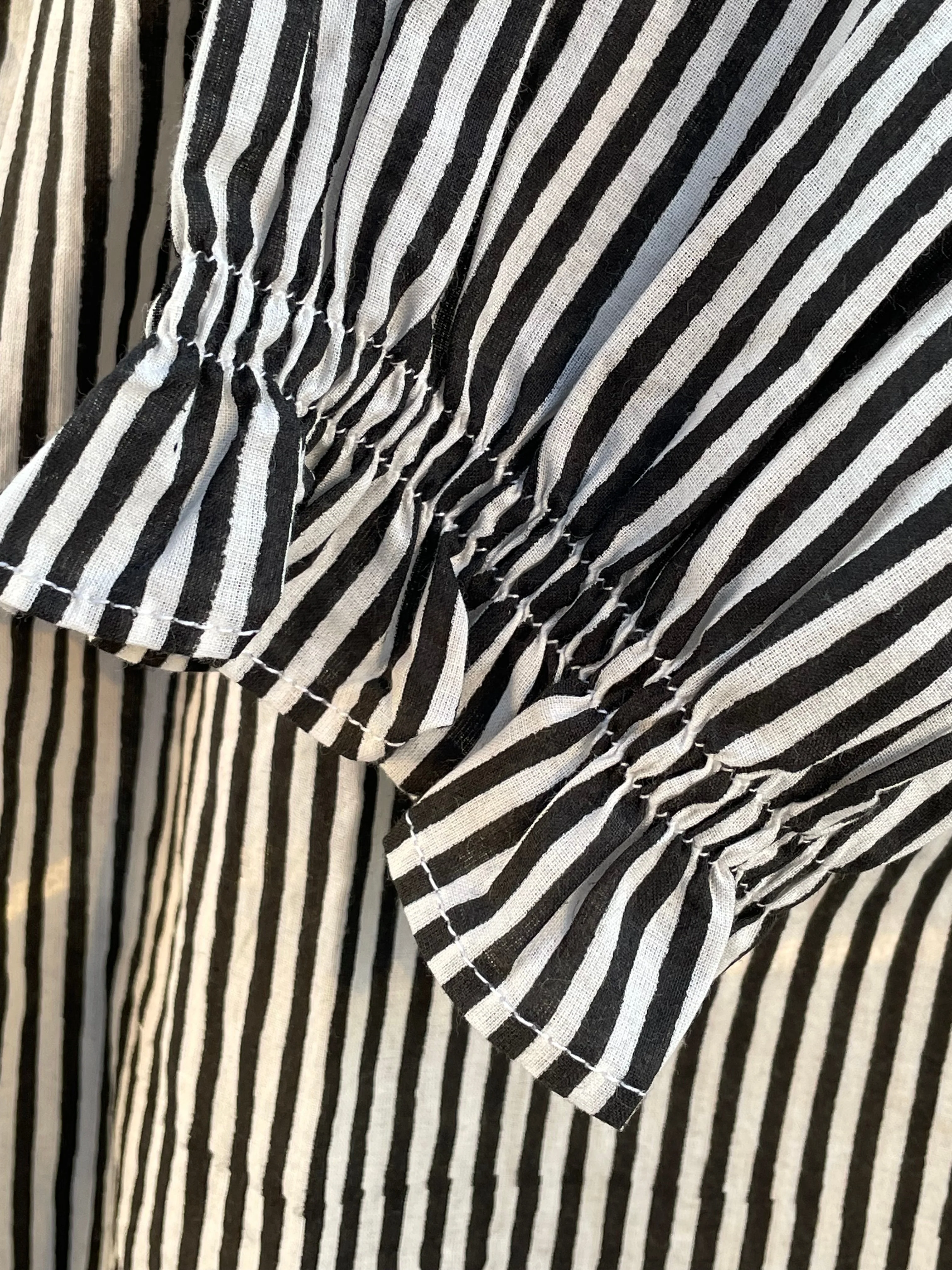 Good Girlfriend Shirt with Ruffle Trim Menswear Stripe Black - Image 6