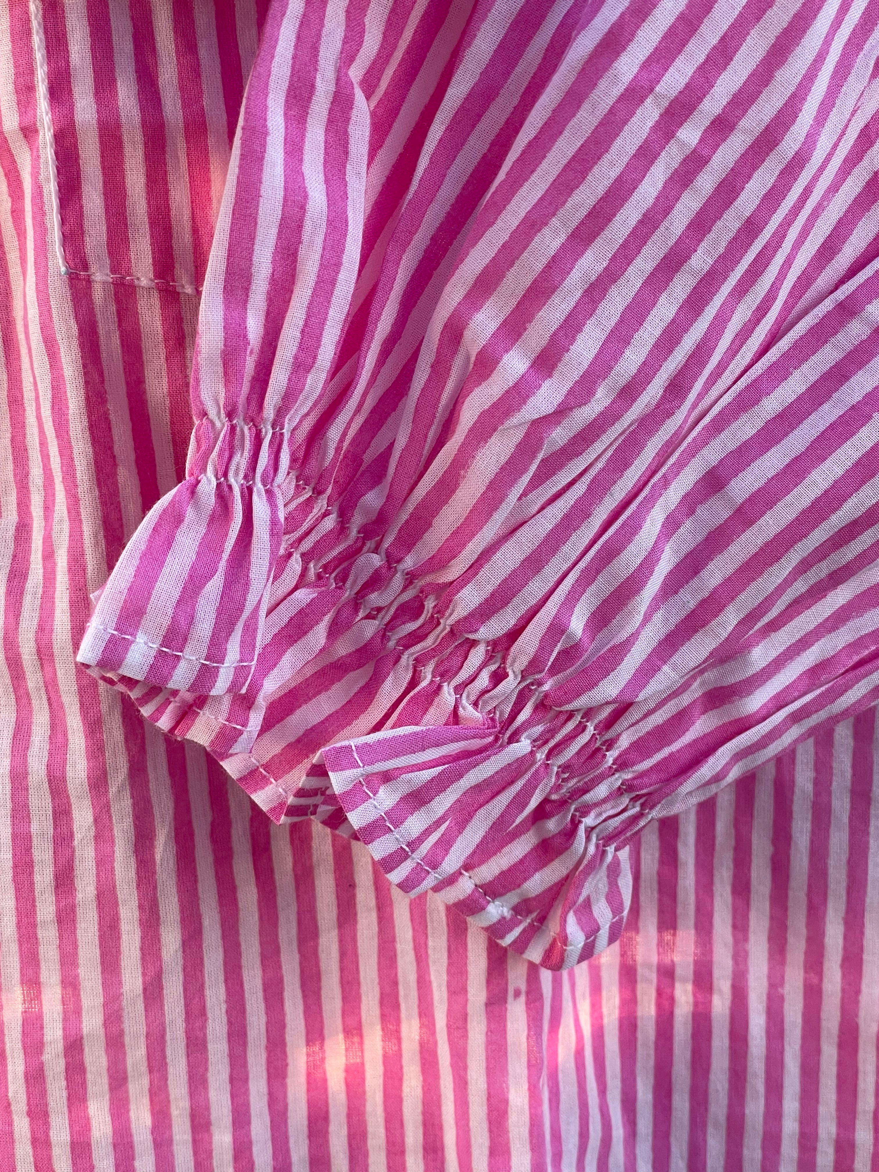 Good Girlfriend Shirt with Ruffle Trim Menswear Stripe Dahlia - Image 6