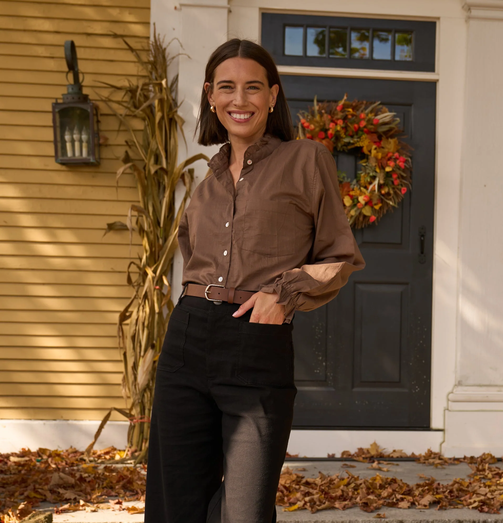 Good Girlfriend Shirt with Ruffle Trim Pinecone - Image 4