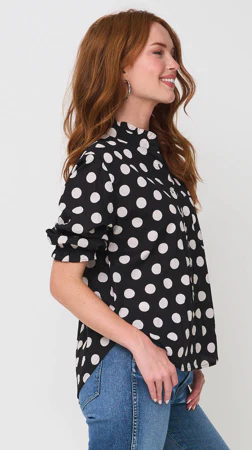 Good Girlfriend Shirt with Ruffle Trim - True Dot Black - Image 3