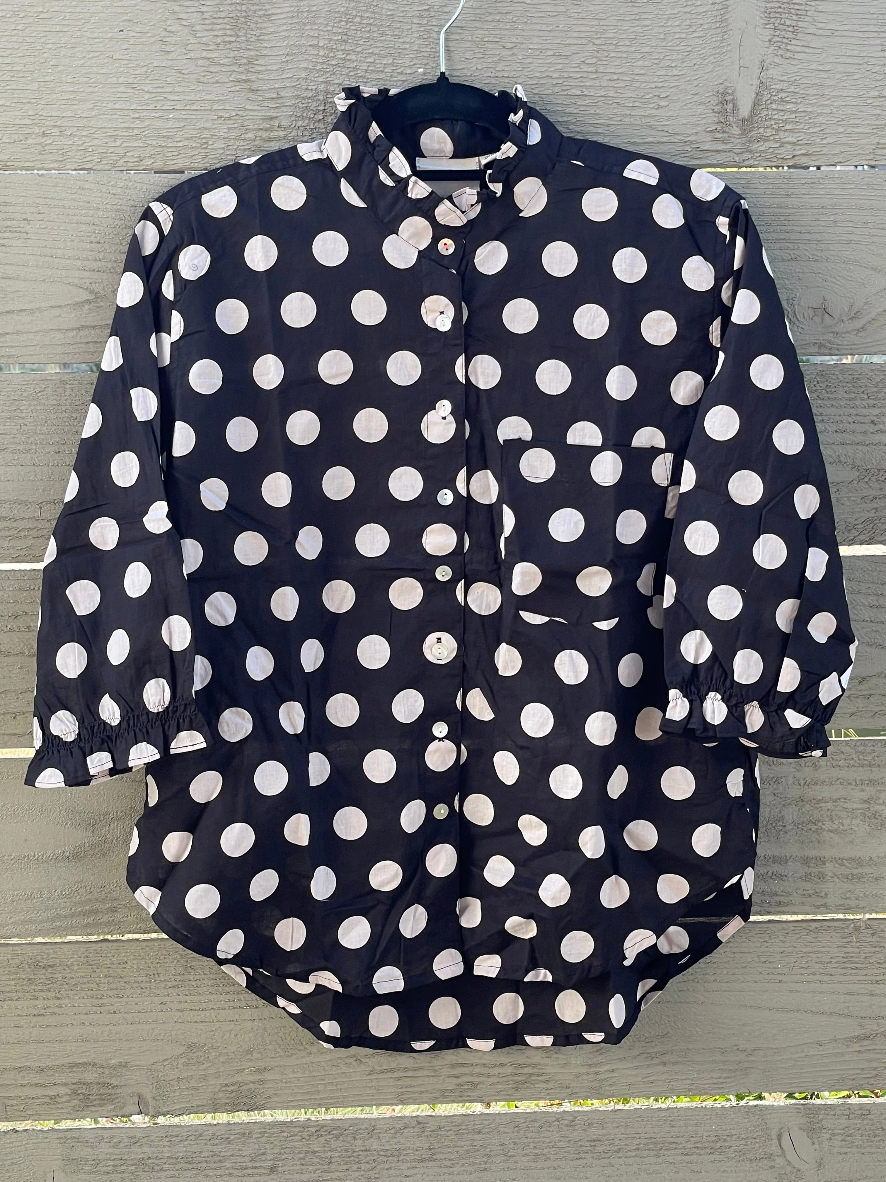 Good Girlfriend Shirt with Ruffle Trim - True Dot Black - Image 5