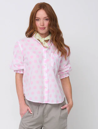 Good Girlfriend Shirt with Ruffle Trim - True Dot Tickled Pink - Image 2