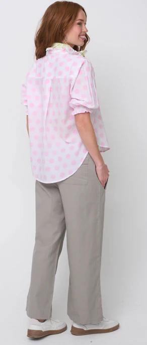 Good Girlfriend Shirt with Ruffle Trim - True Dot Tickled Pink - Image 4