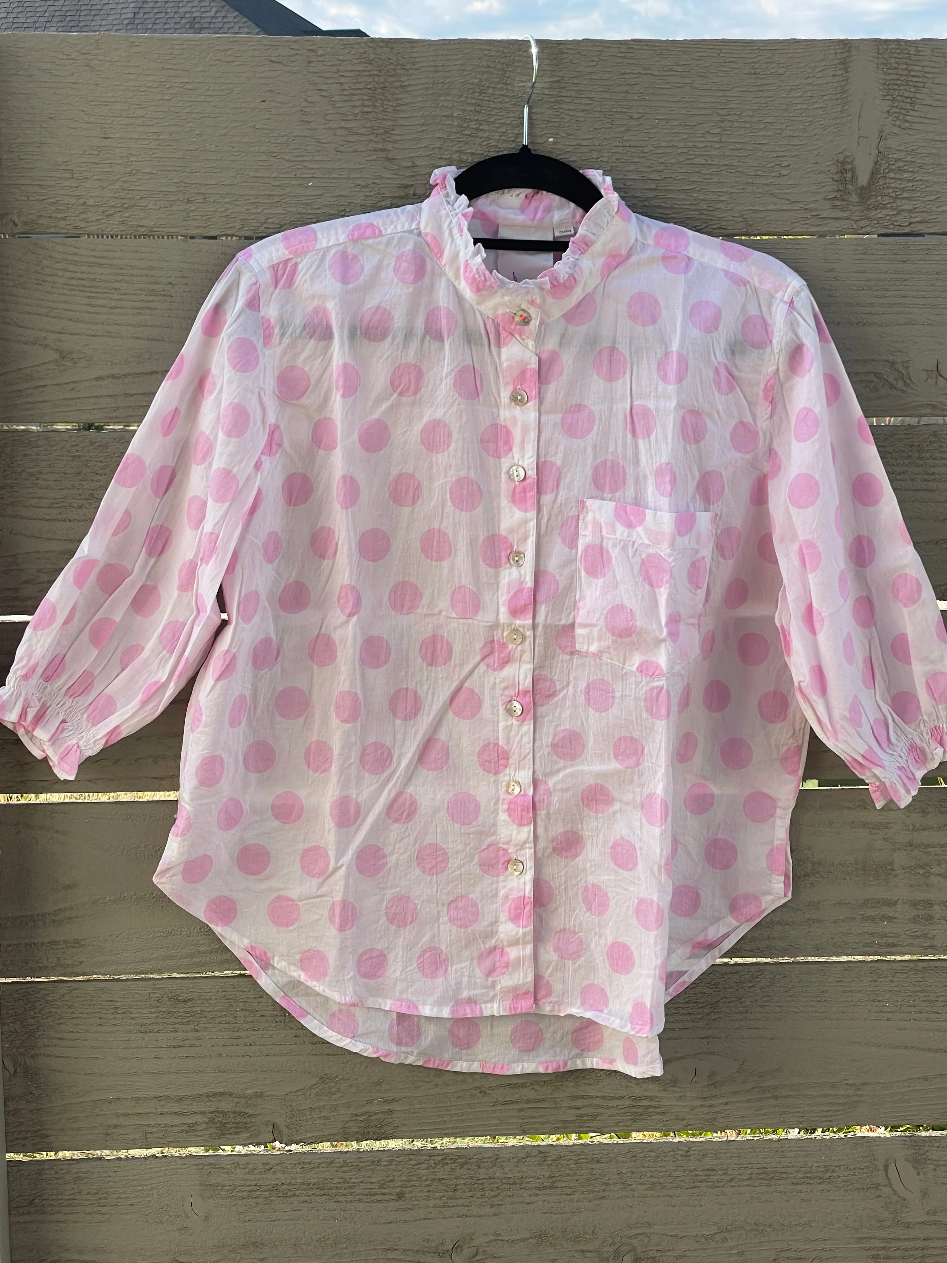 Good Girlfriend Shirt with Ruffle Trim - True Dot Tickled Pink - Image 5