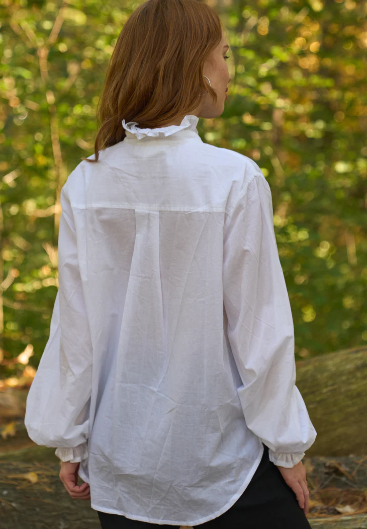 Good Girlfriend Shirt with Ruffle Trim White - Image 5