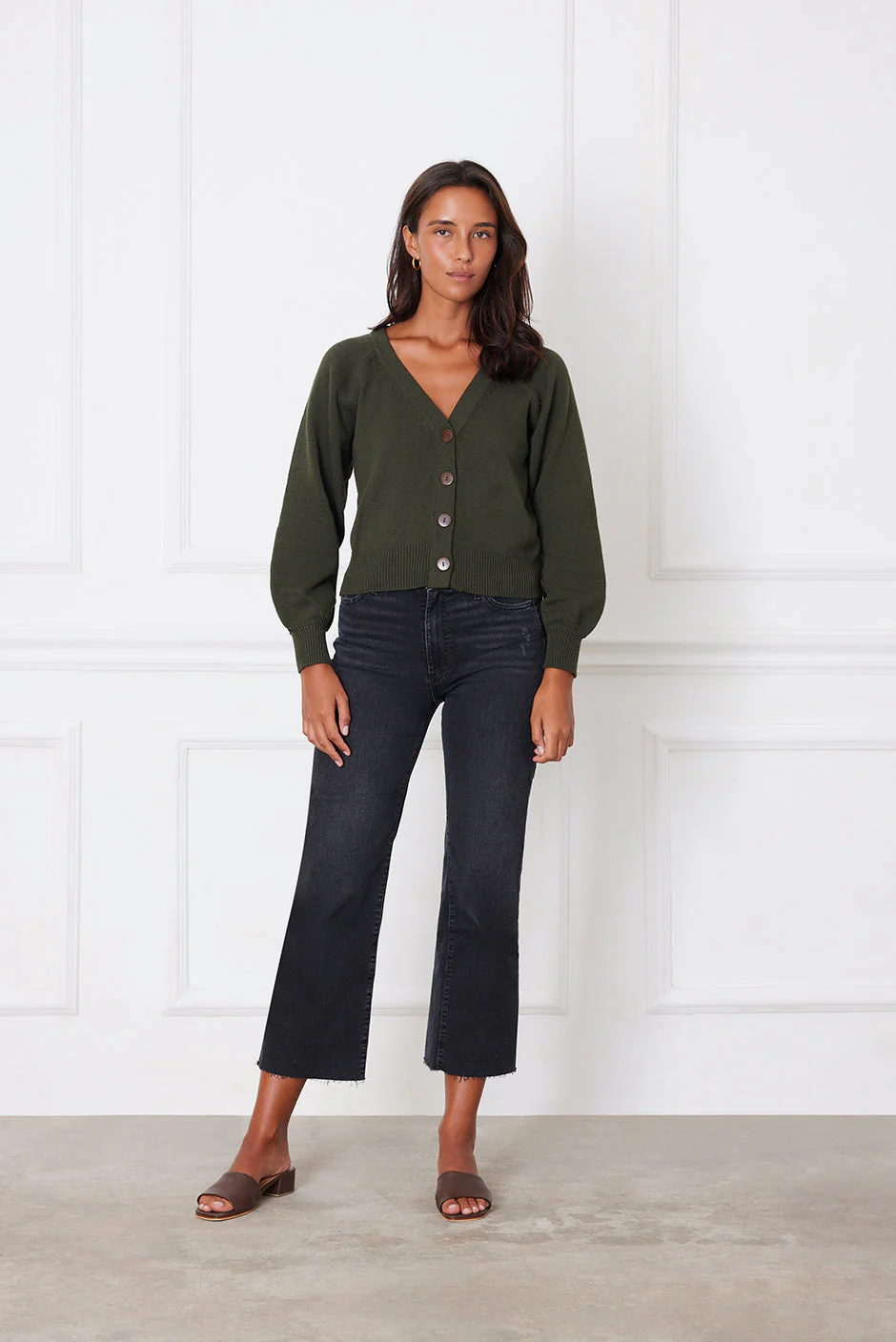 Greta Cardigan in Forest Green - Image 2
