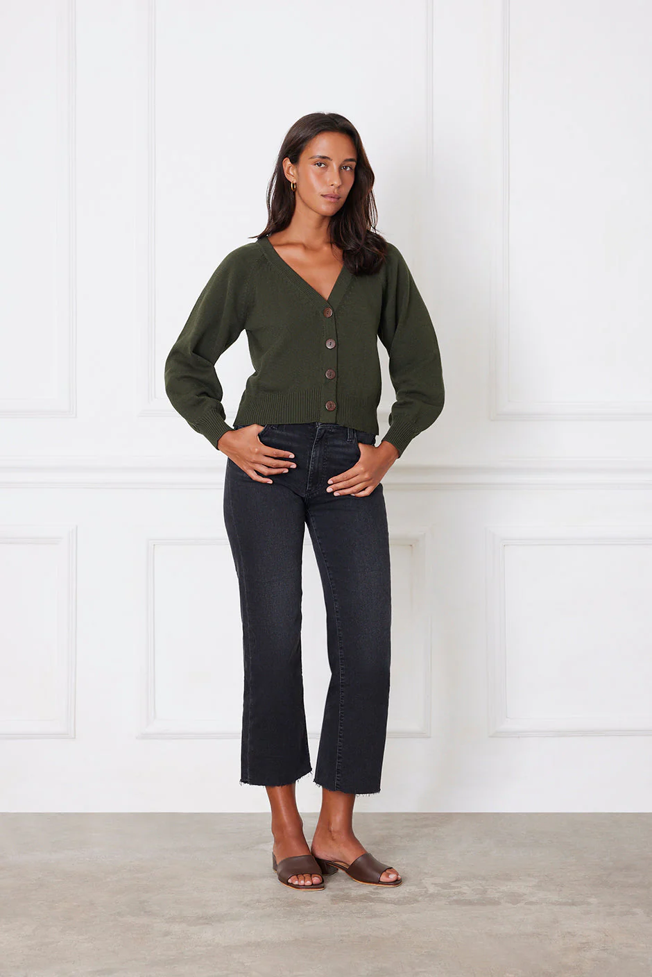 Greta Cardigan in Forest Green - Image 3
