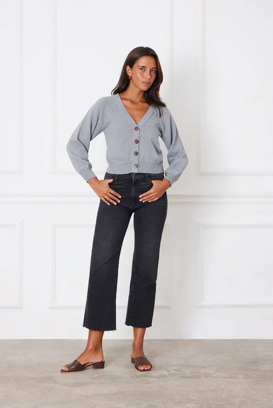 Greta Cardigan in Heather Grey - Image 2