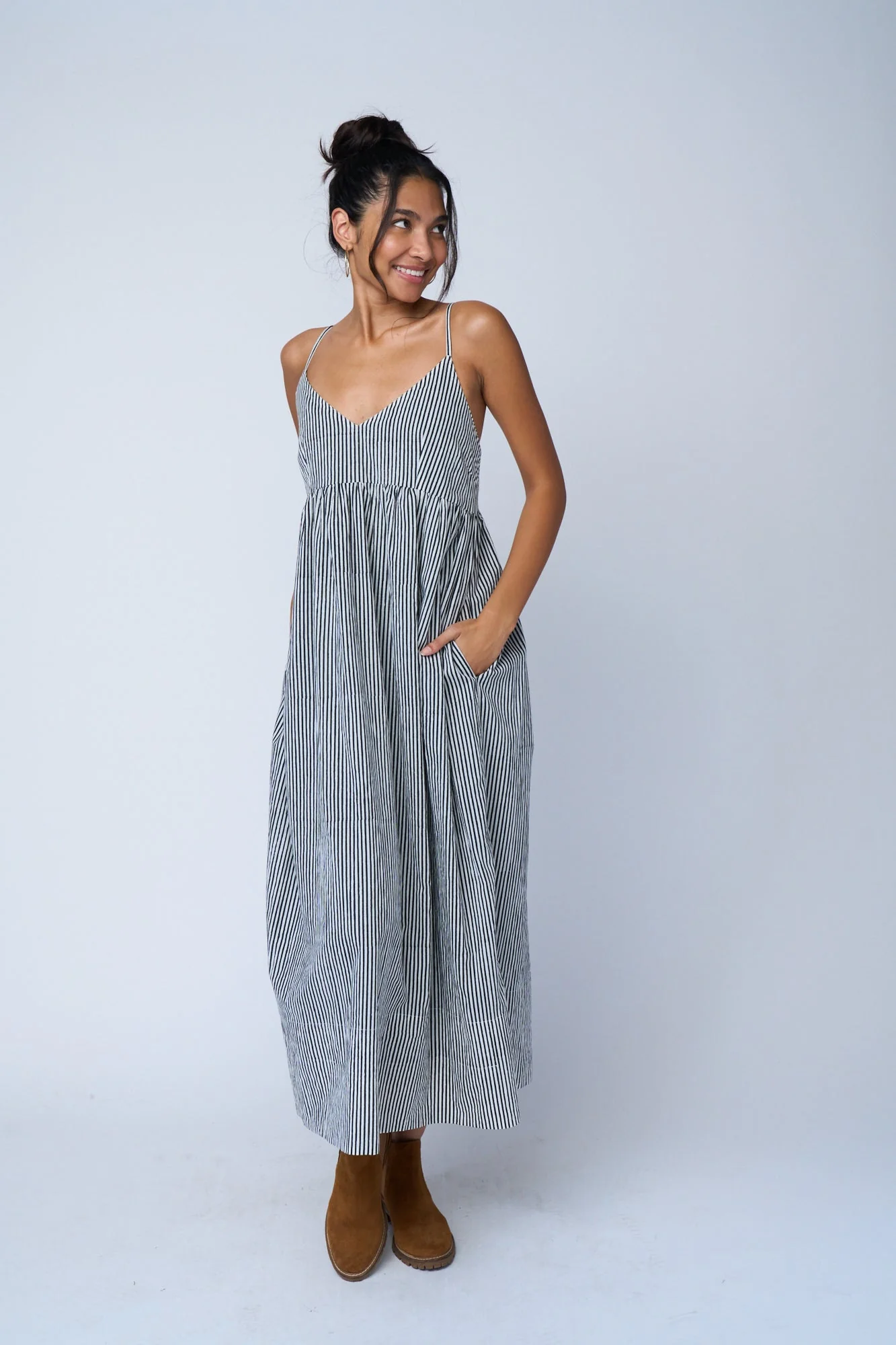 Hamptons Dress - Menswear Stripe Black - Image 3