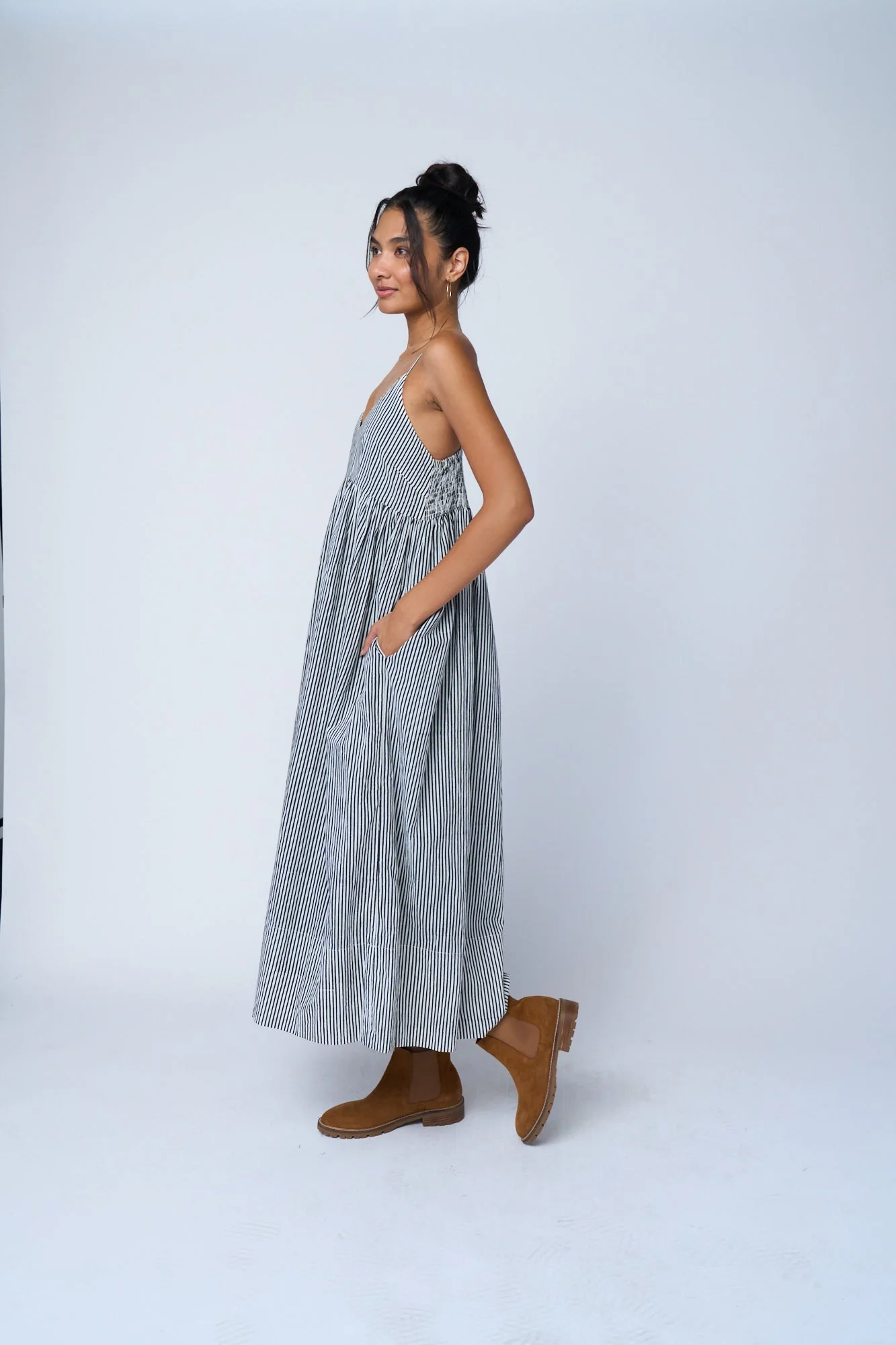Hamptons Dress - Menswear Stripe Black - Image 5