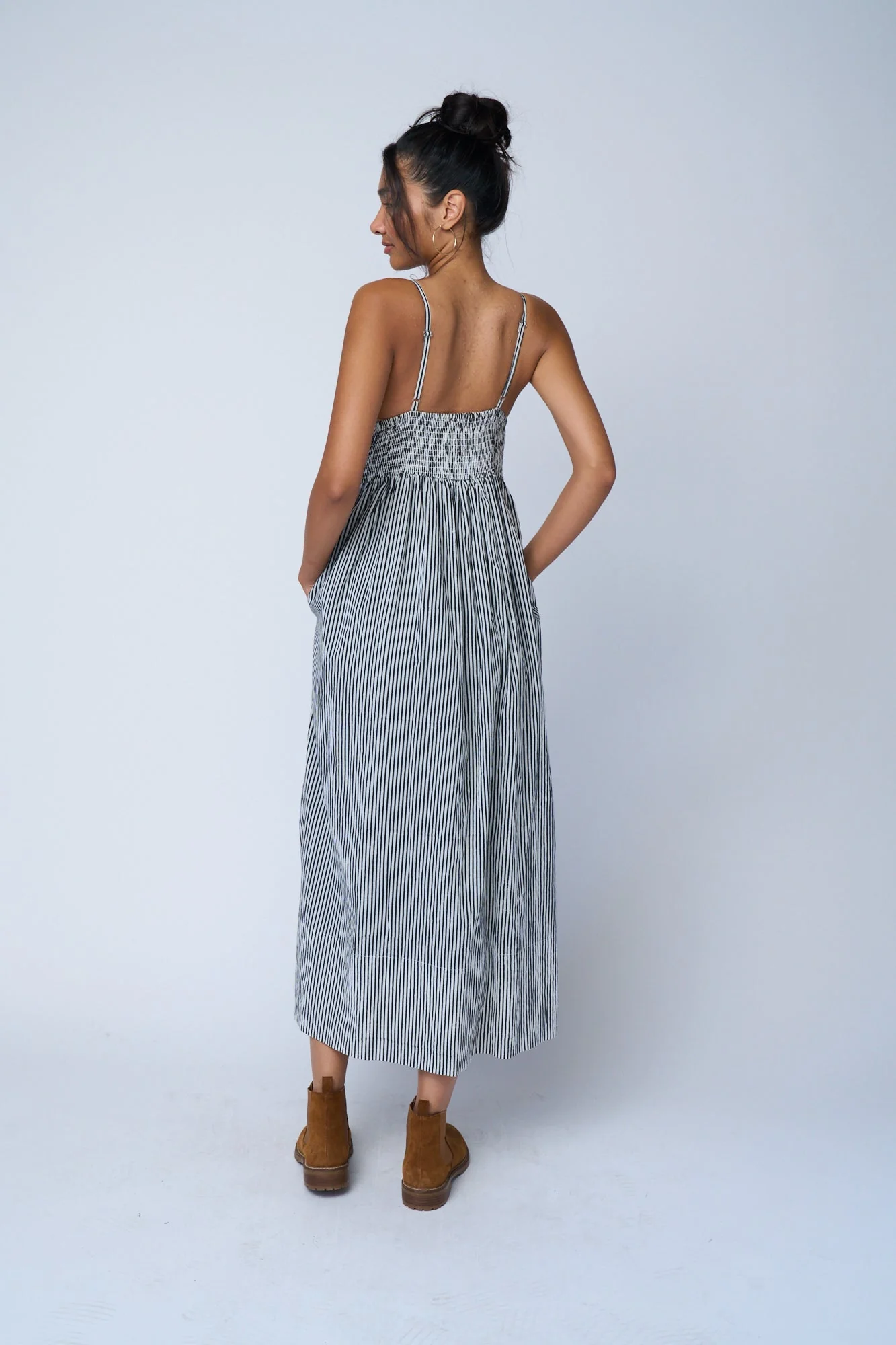 Hamptons Dress - Menswear Stripe Black - Image 6