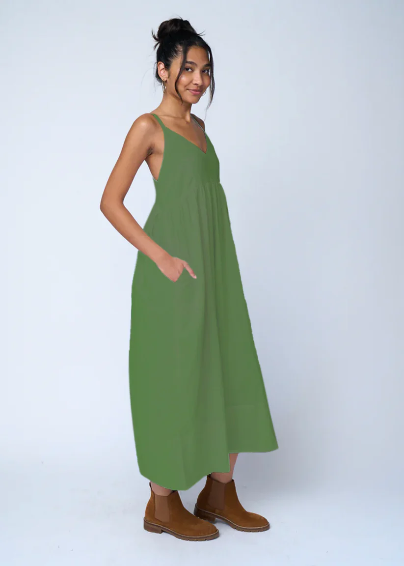Hamptons Linen Dress - Olive - Image 2