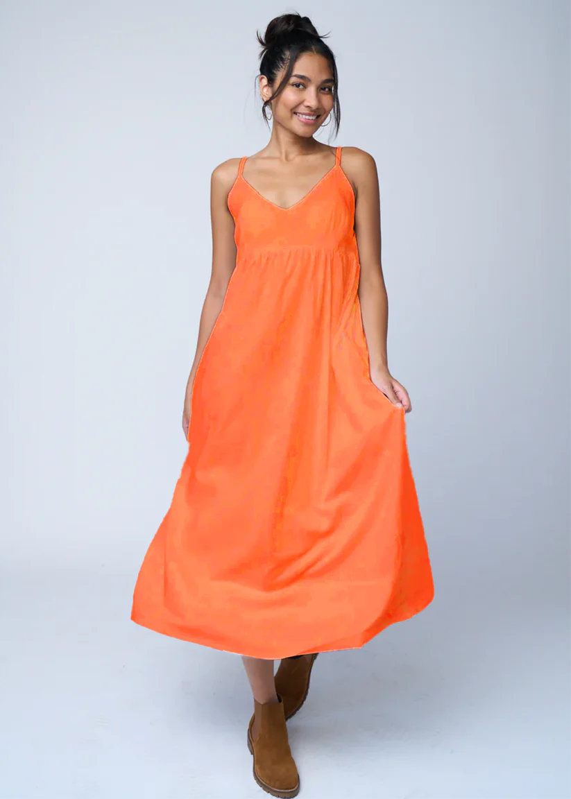 Hamptons Linen Dress - Papaya - Image 2