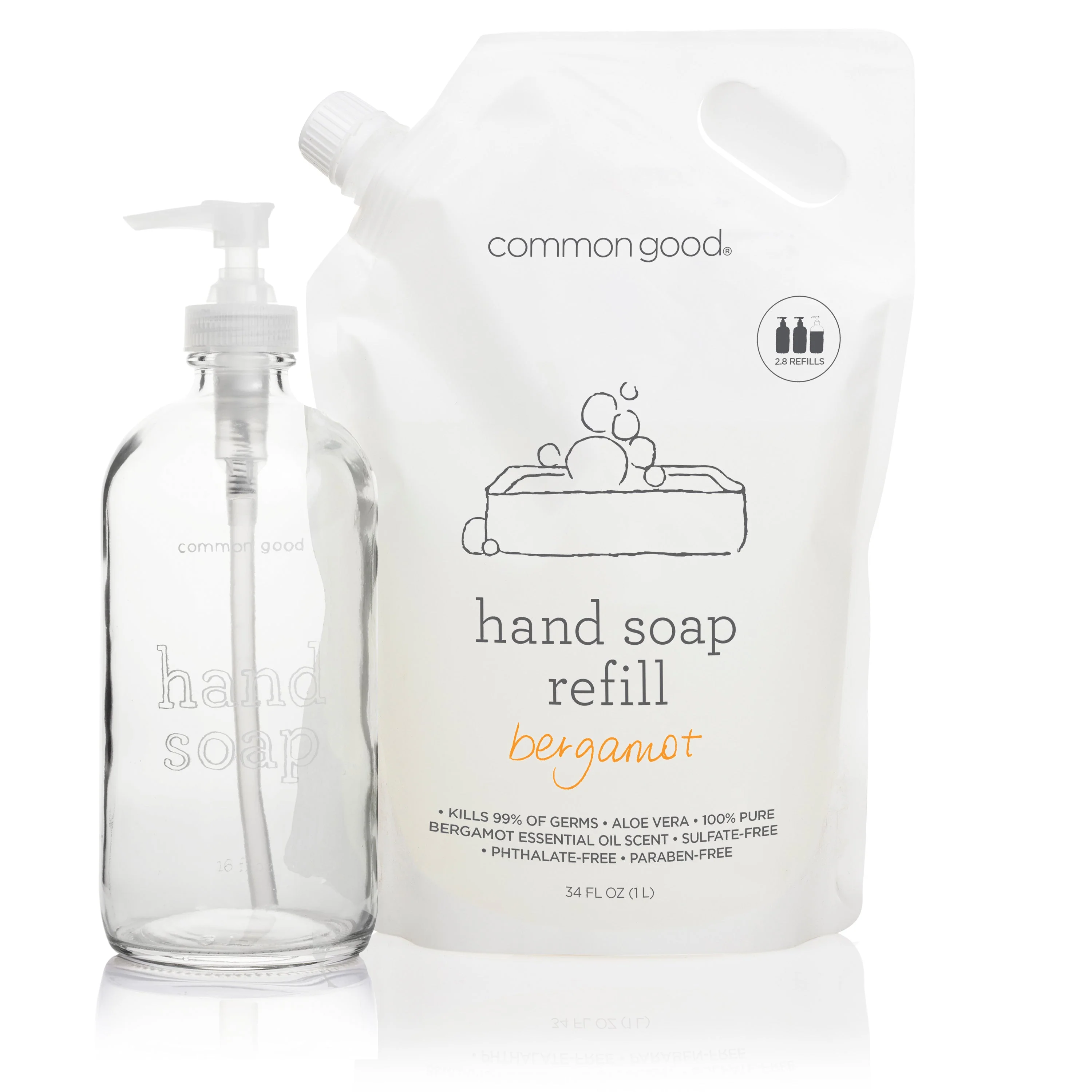 Hand Soap Refill Pouch and Glass Bottle Set - Image 3