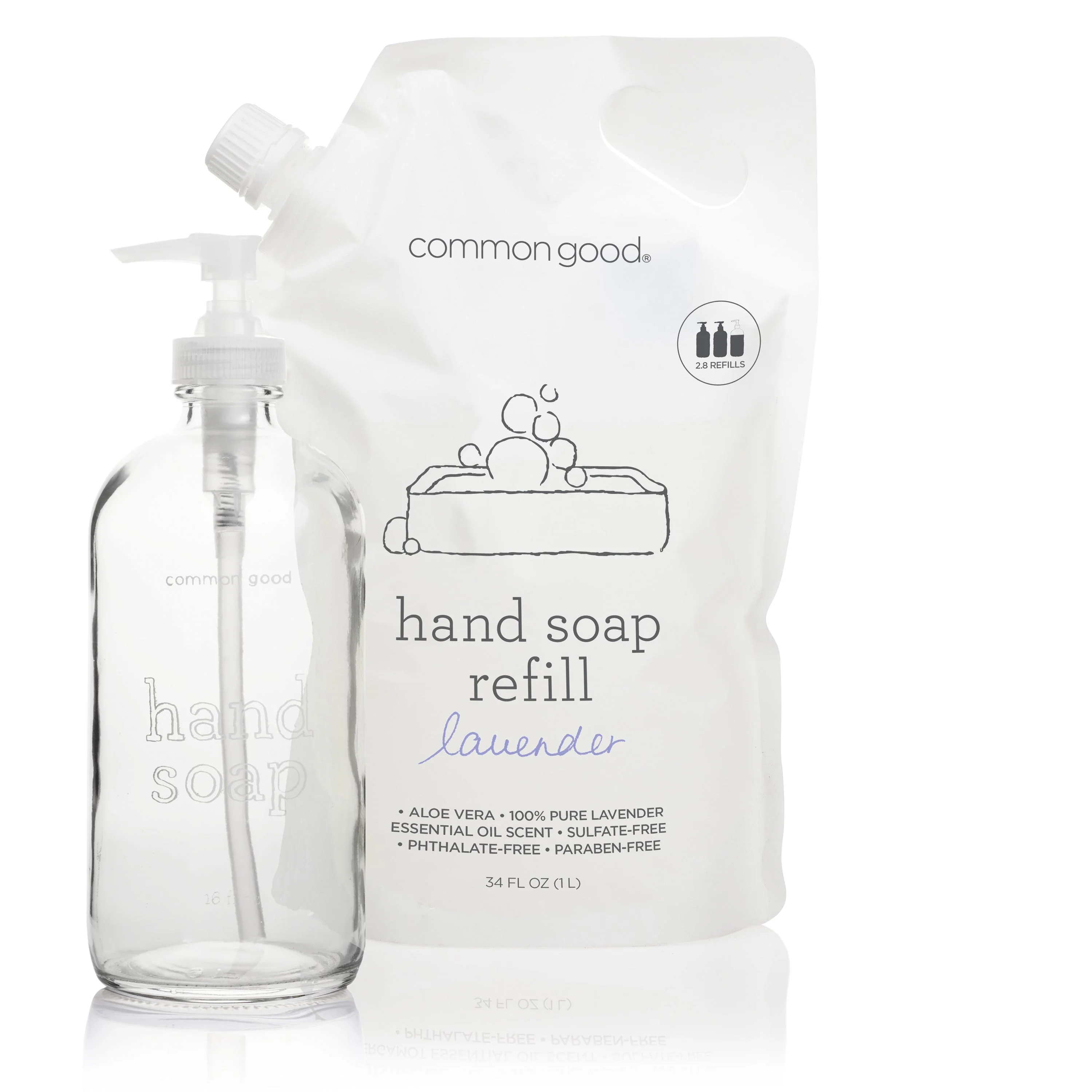 Hand Soap Refill Pouch and Glass Bottle Set - Image 4