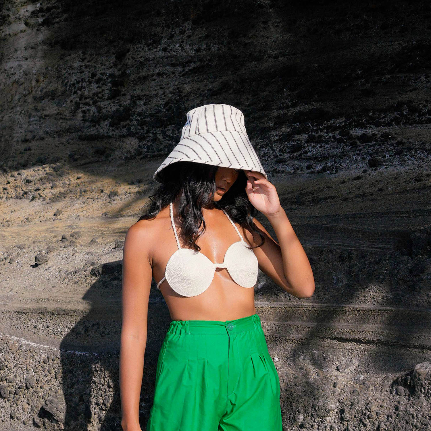 HARPER Handwoven Striped Wide-brim Hat - Image 6