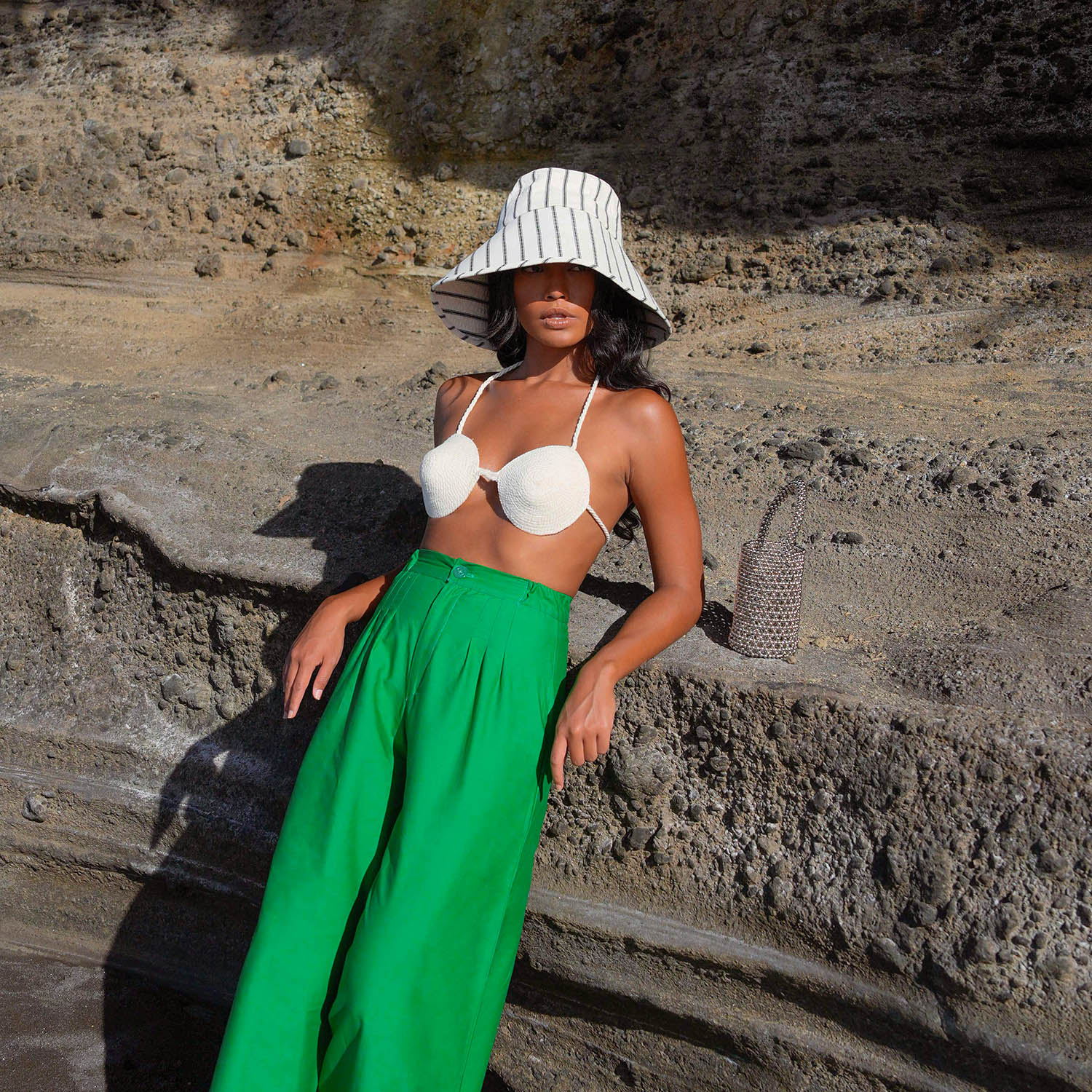 HARPER Handwoven Striped Wide-brim Hat - Image 7