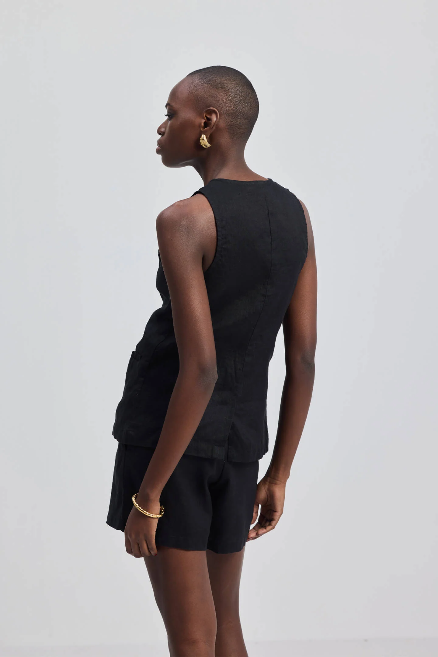 Hemp Vest Jacket in Black - Image 2