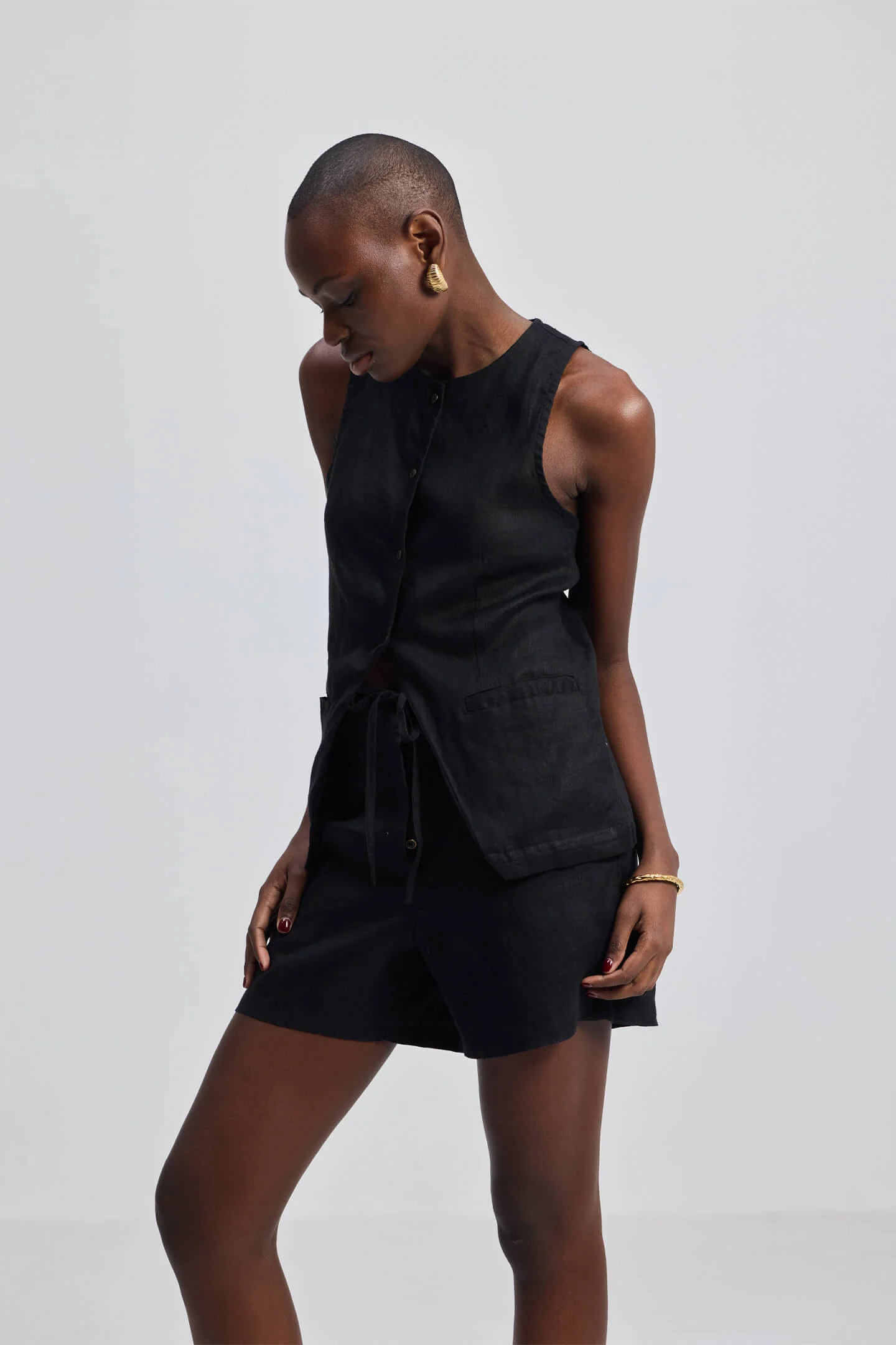 Hemp Vest Jacket in Black - Image 6