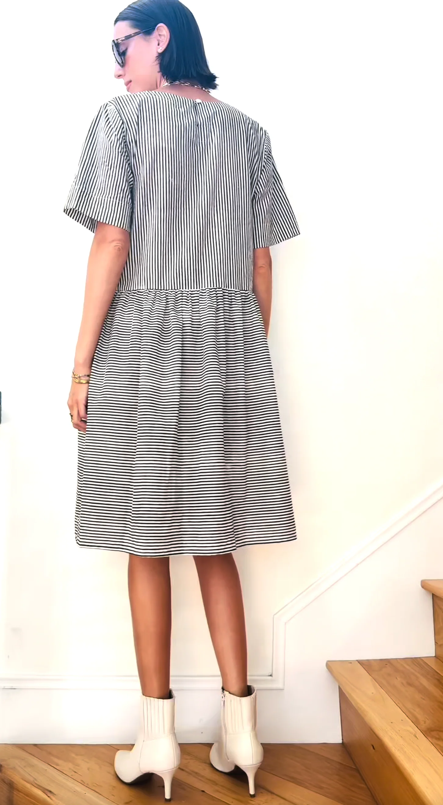 Hudson Dress - Menswear Stripe Black - Image 2
