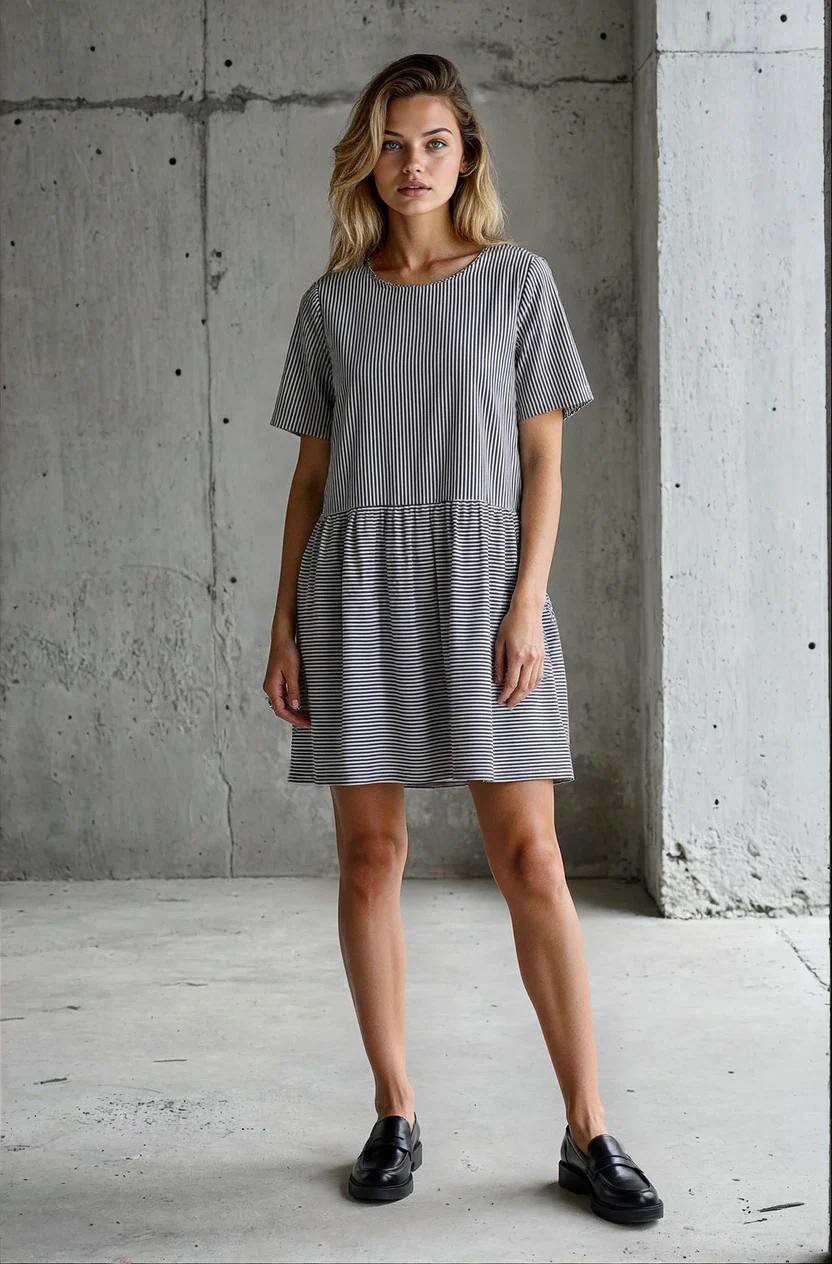 Hudson Dress - Menswear Stripe Black - Image 3