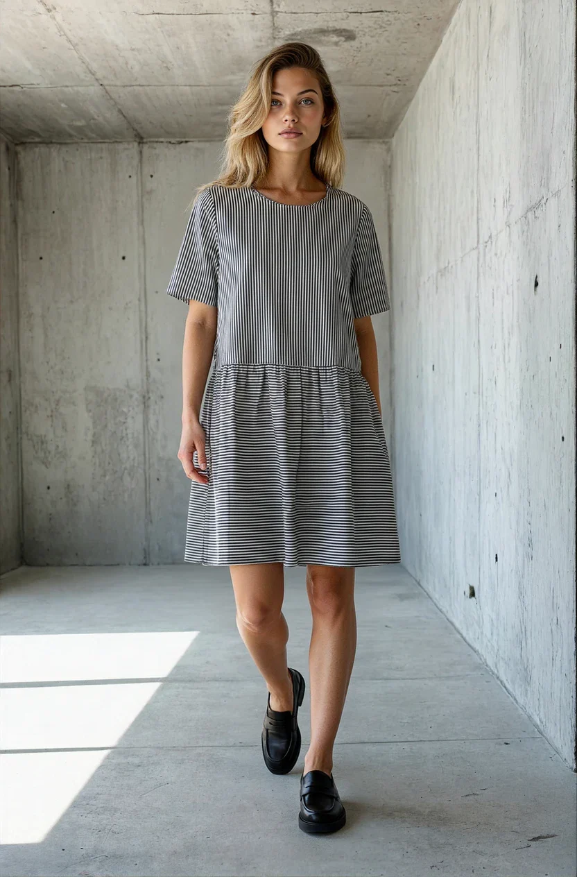 Hudson Dress - Menswear Stripe Black - Image 4
