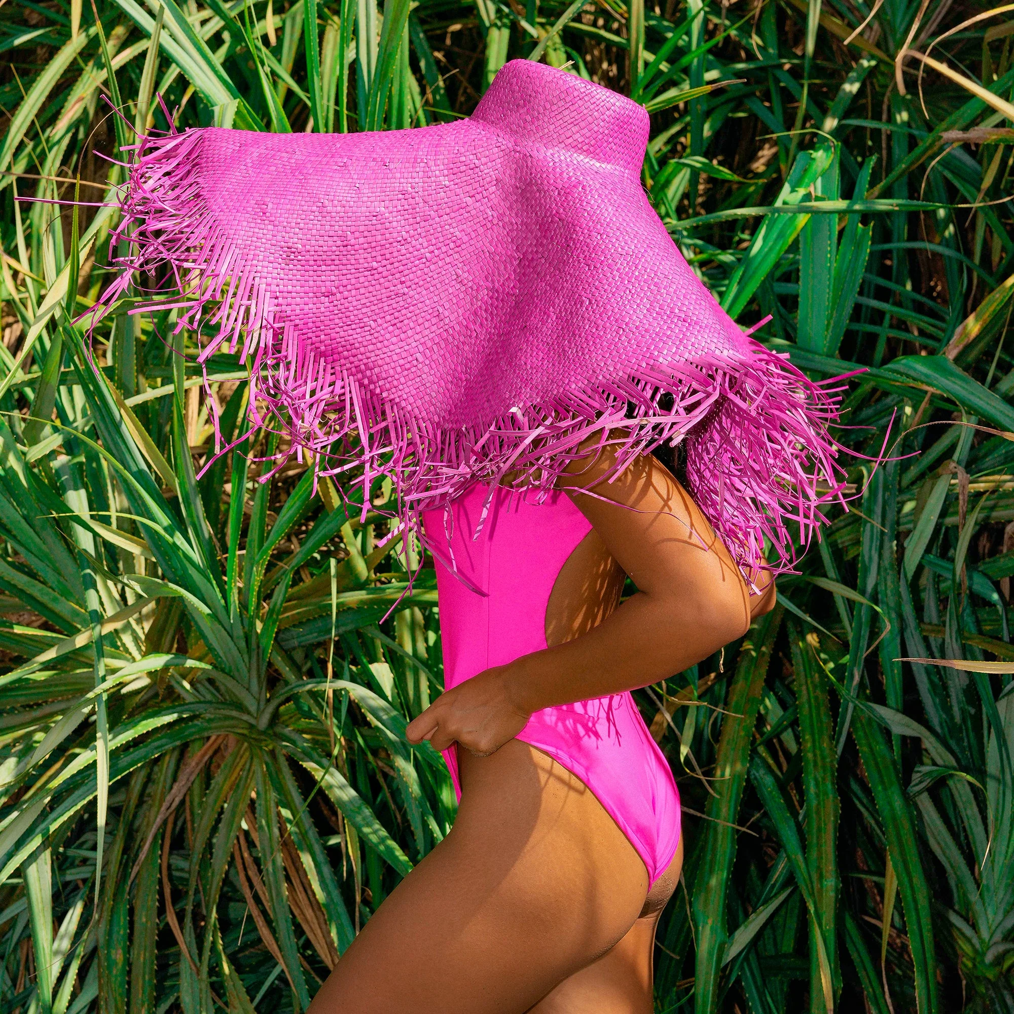 JUPITER Open-back Recycled One-piece Swimsuit in Hot Pink - Image 2