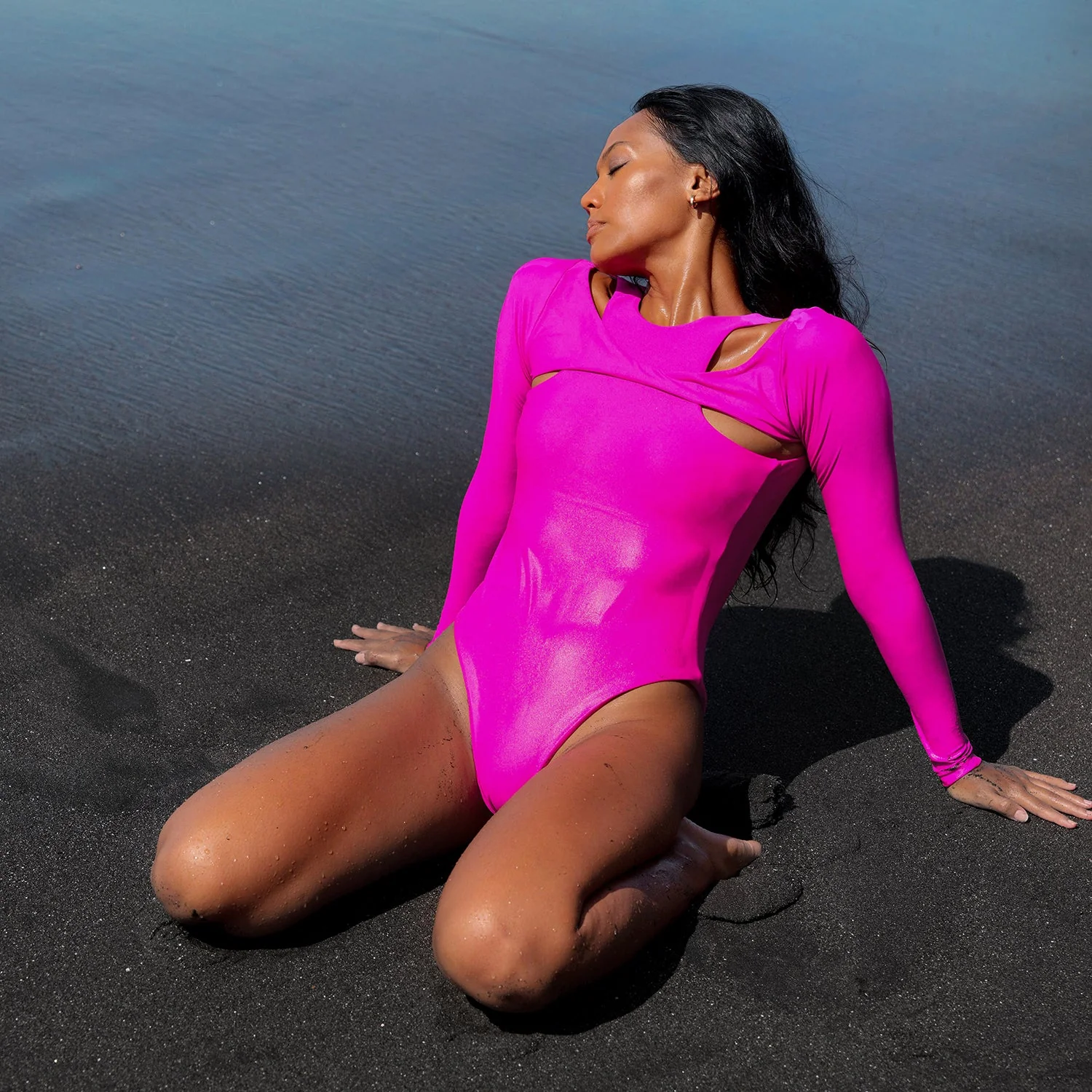 JUPITER Open-back Recycled Two-piece Swimsuit in Hot Pink - Image 2