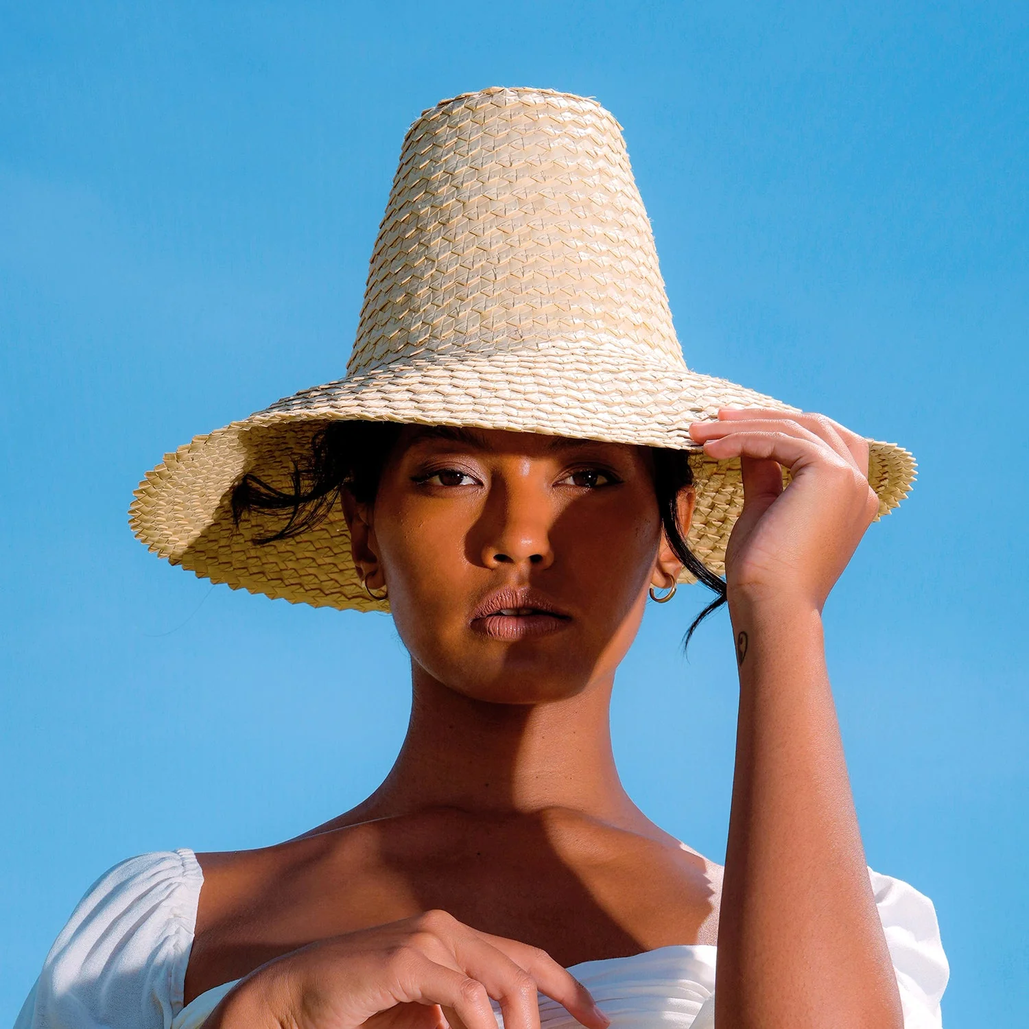 KEMALA Palm Straw Hat In Beige - Image 3
