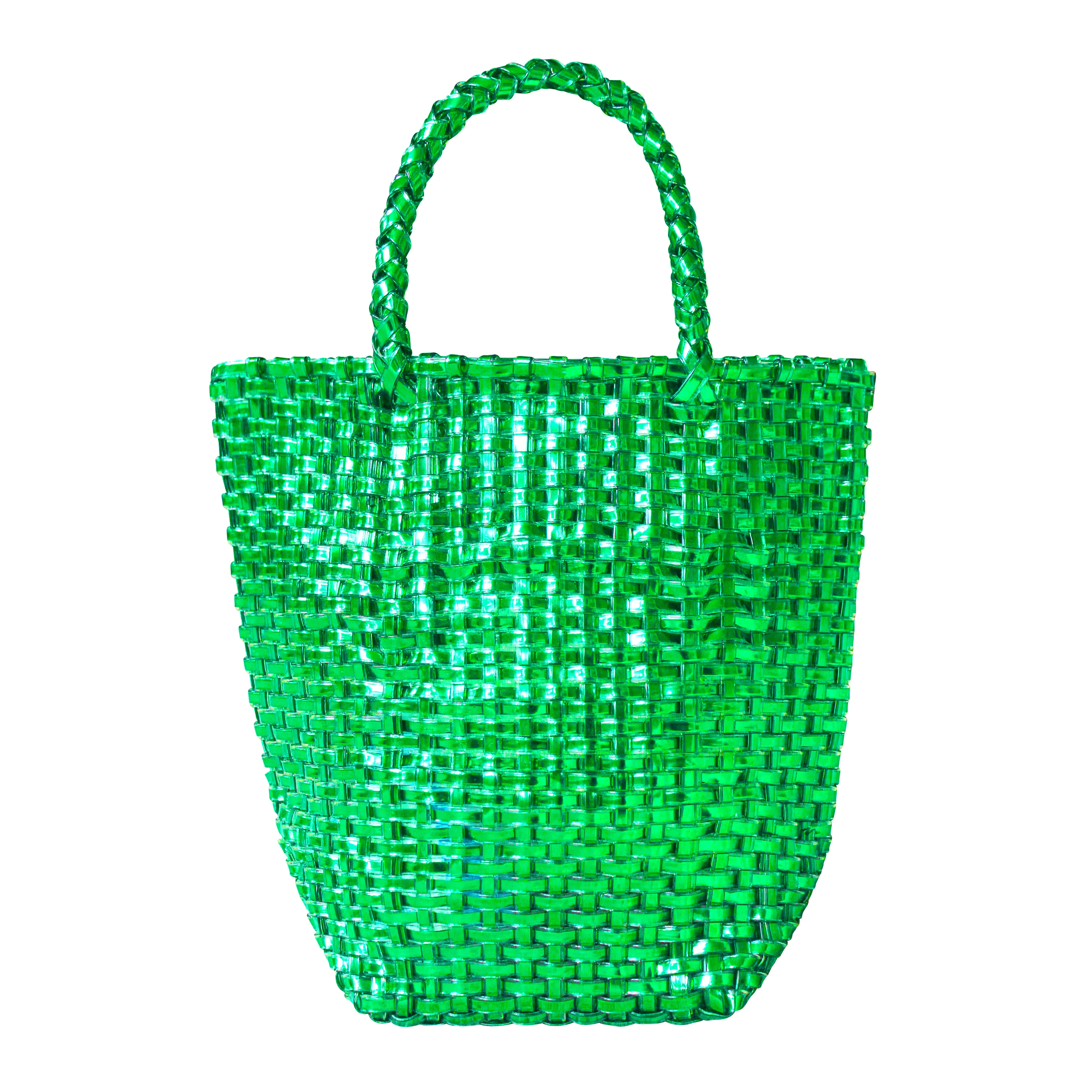 LA TOTE Recycled Tote Bag In Metallic Green - Image 2