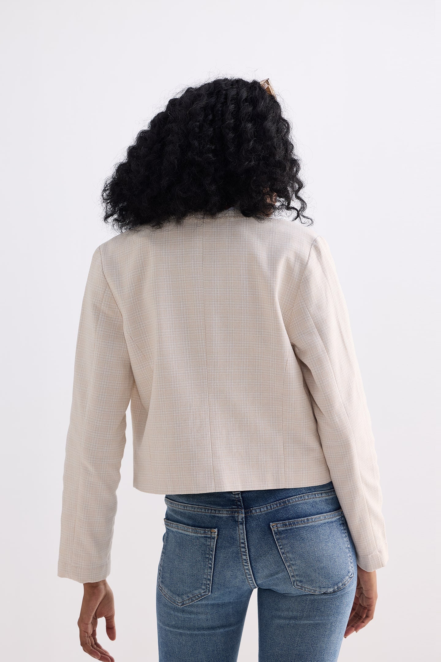 Lady Jacket in Cream Cotton Tweed - Image 2