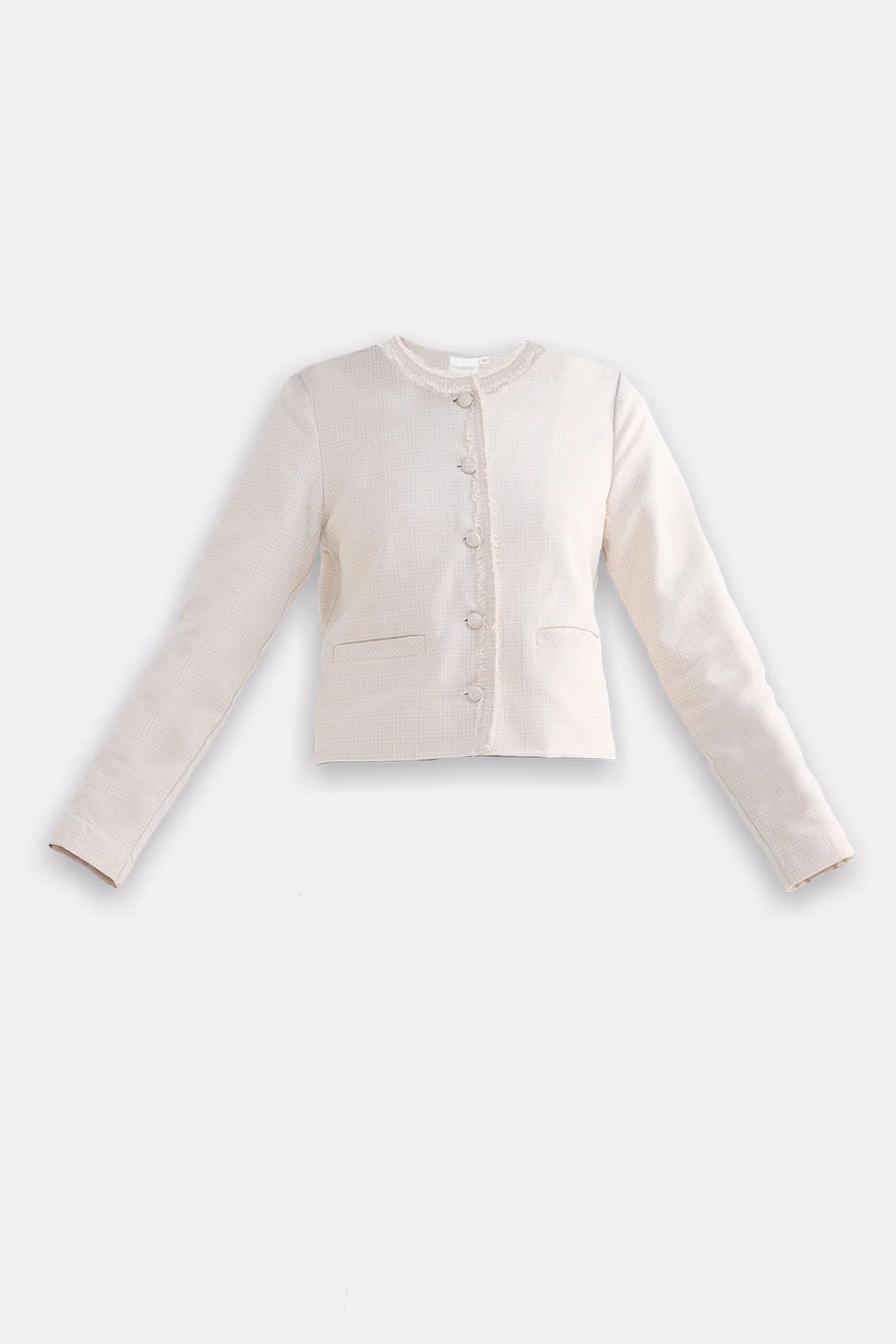 Lady Jacket in Cream Cotton Tweed - Image 9