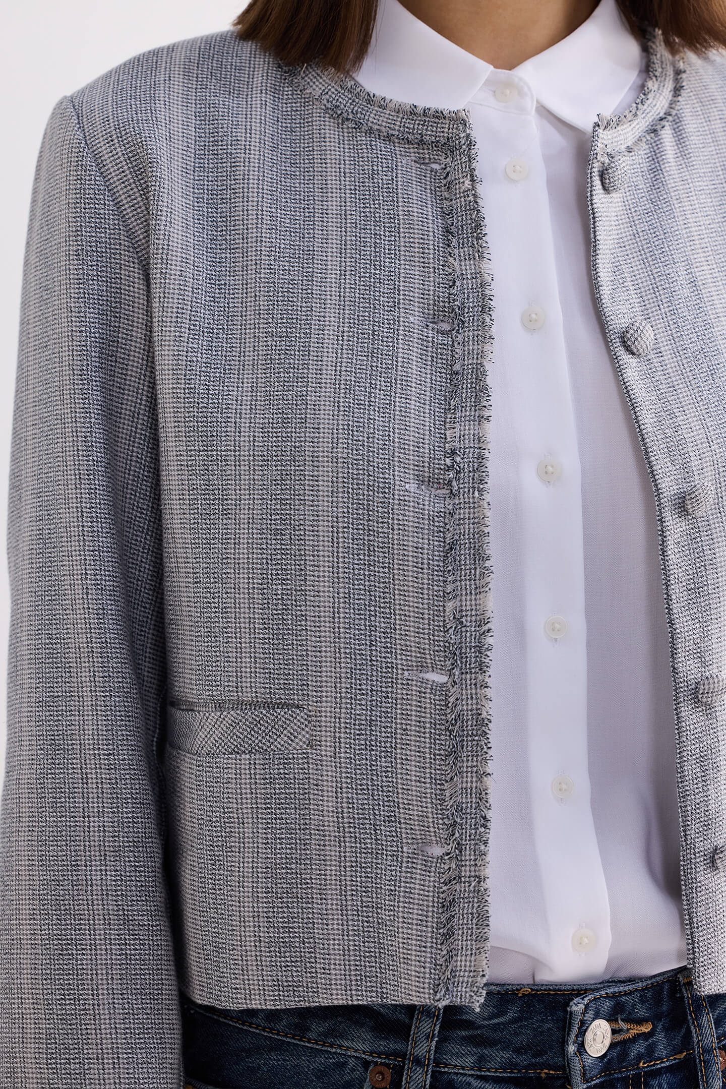 Lady Jacket in Grey Cotton Tweed - Image 5
