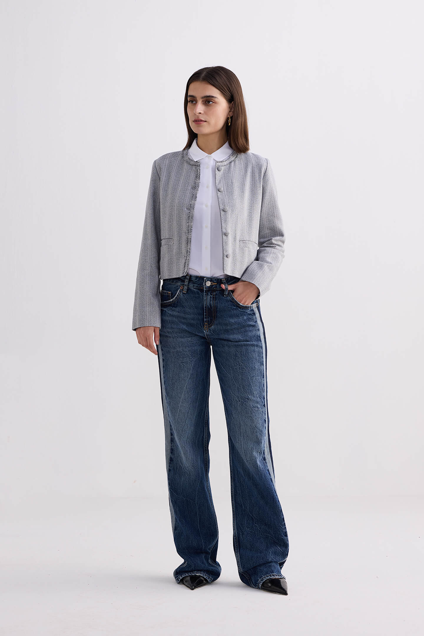 Lady Jacket in Grey Cotton Tweed - Image 6