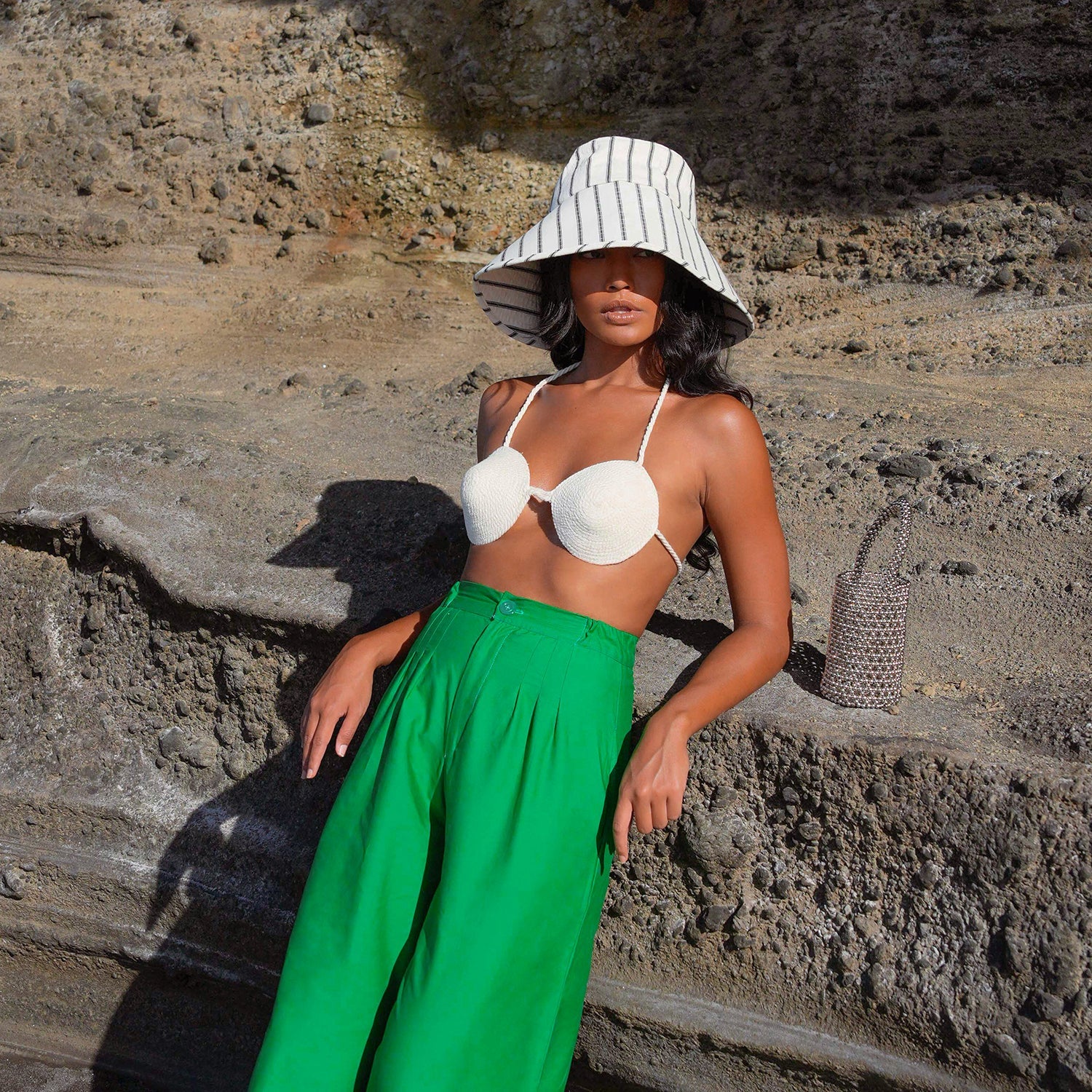 LEIA Cotton Rope Bikini Top In Off-white - Image 3