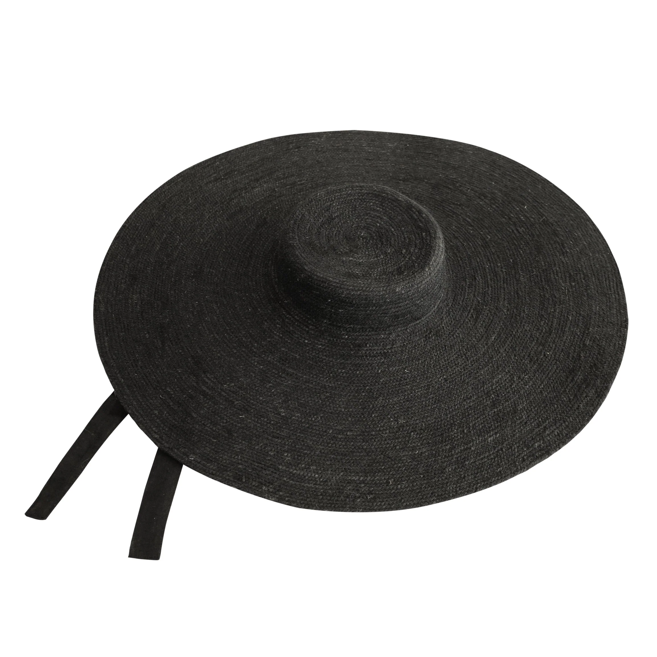 LOLA Wide Brim Jute Straw Hat In Black - Image 4