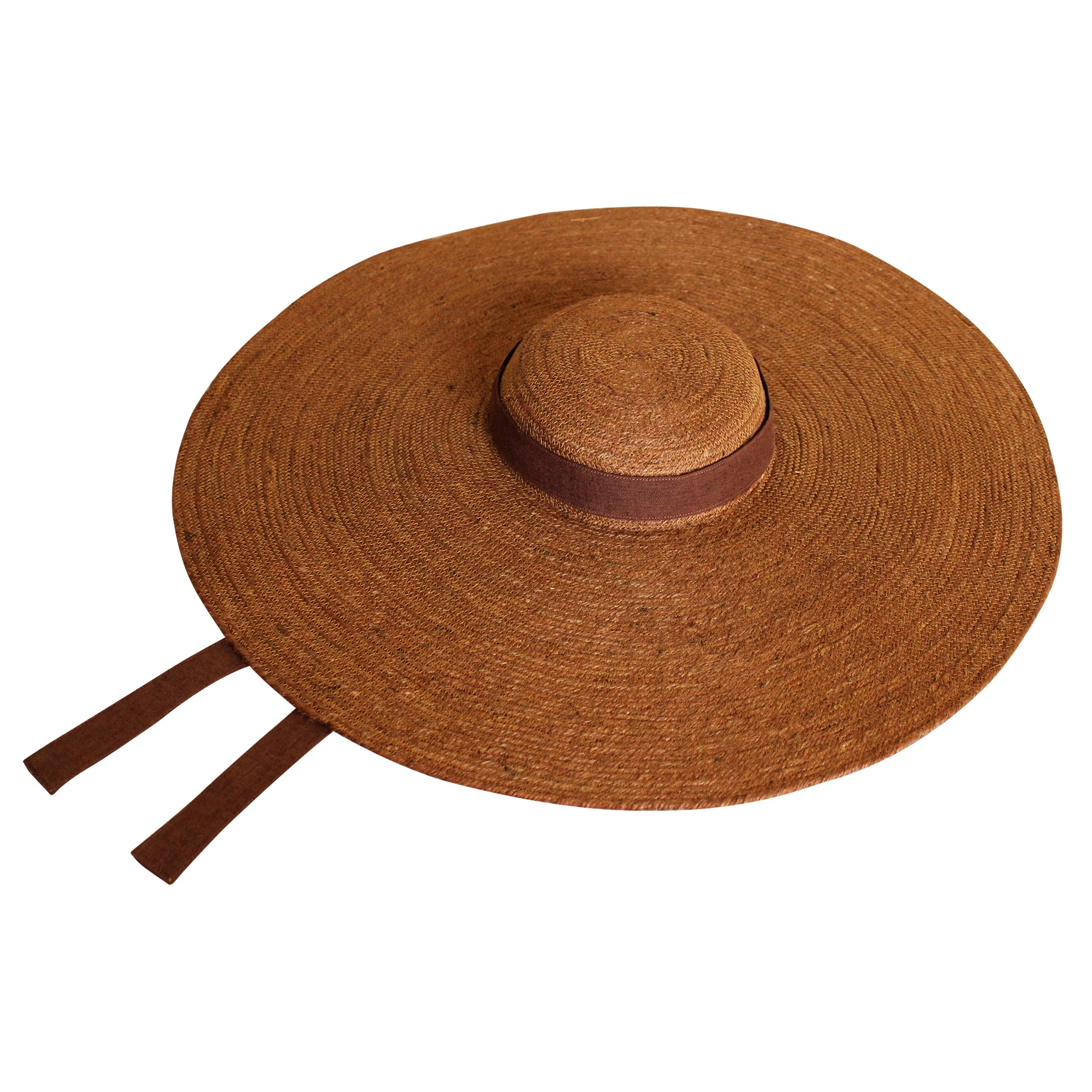 LOLA Wide Brim Jute Straw Hat In Havana Brown - Image 2