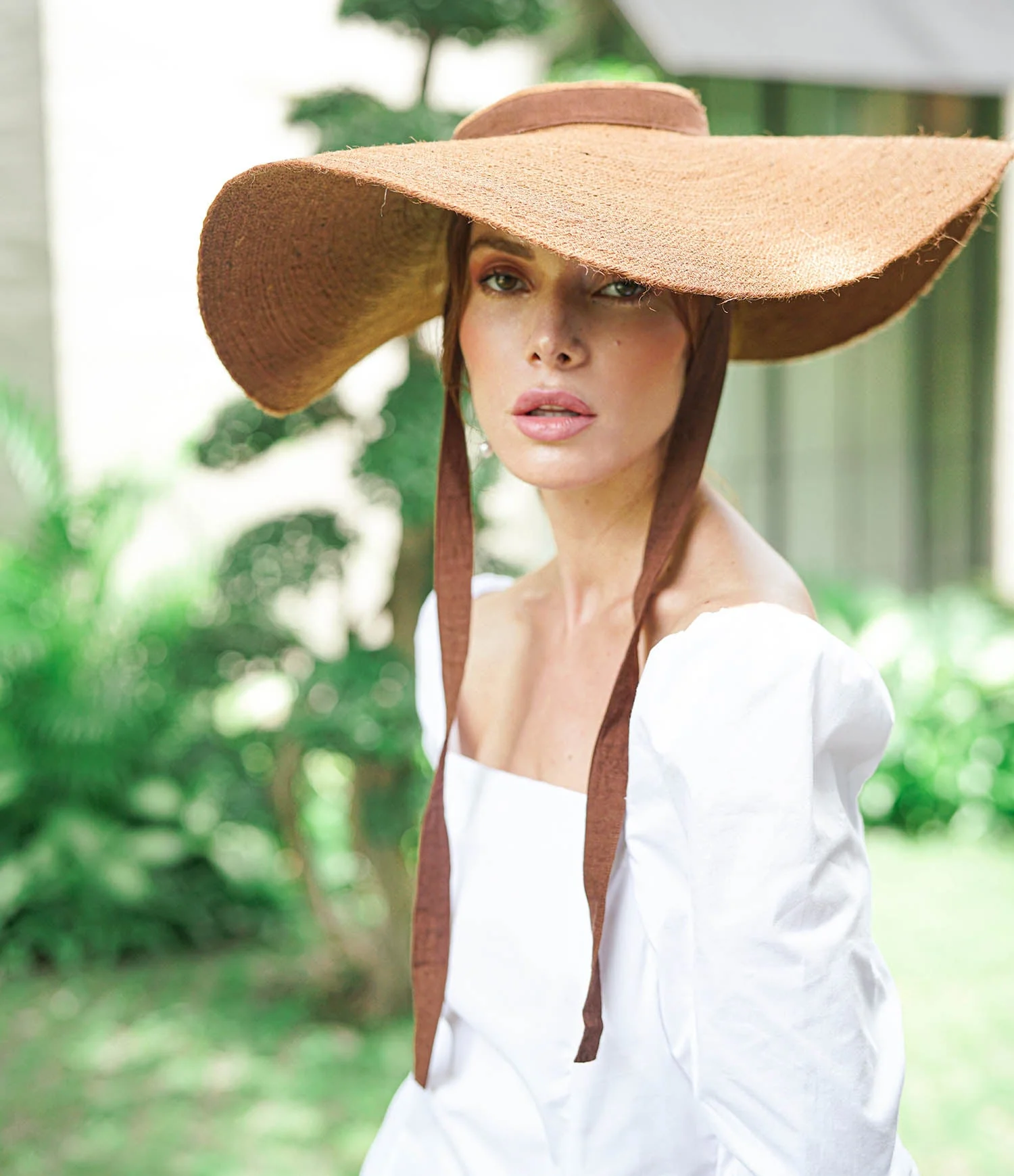 LOLA Wide Brim Jute Straw Hat In Havana Brown - Image 4