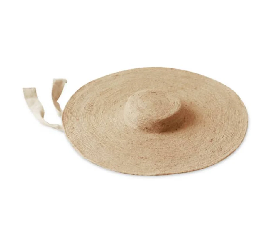LOLA Wide Brim Jute Straw Hat In Natural Beige - Image 2