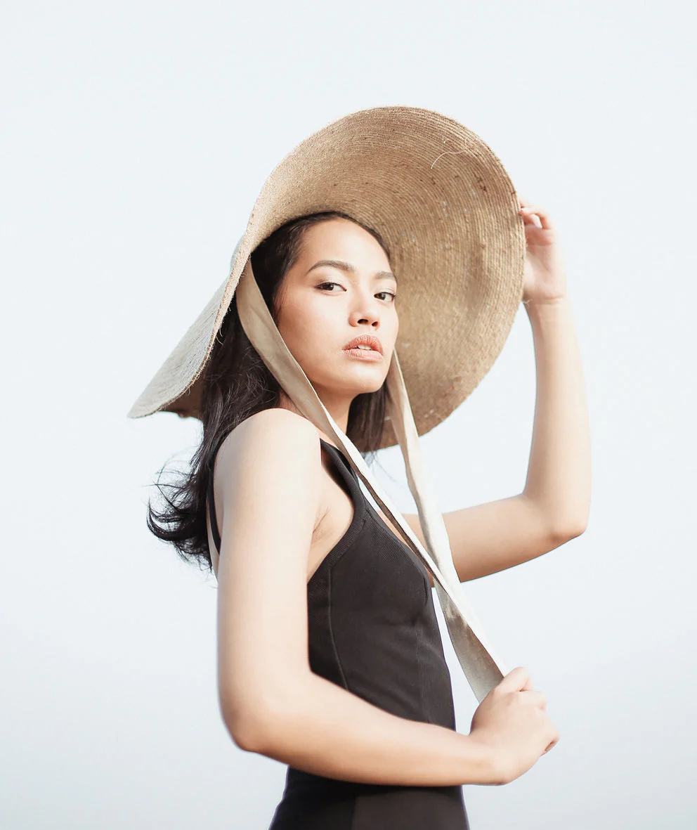 LOLA Wide Brim Jute Straw Hat In Natural Beige - Image 3