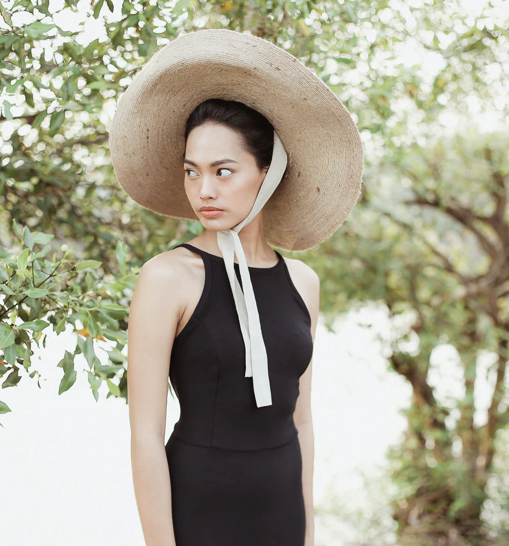 LOLA Wide Brim Jute Straw Hat In Natural Beige - Image 4