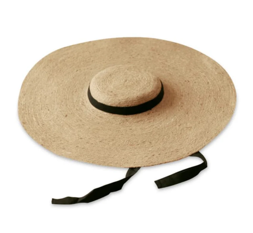 LOLA Wide Brim Jute Straw Hat with Black Strap - Image 5