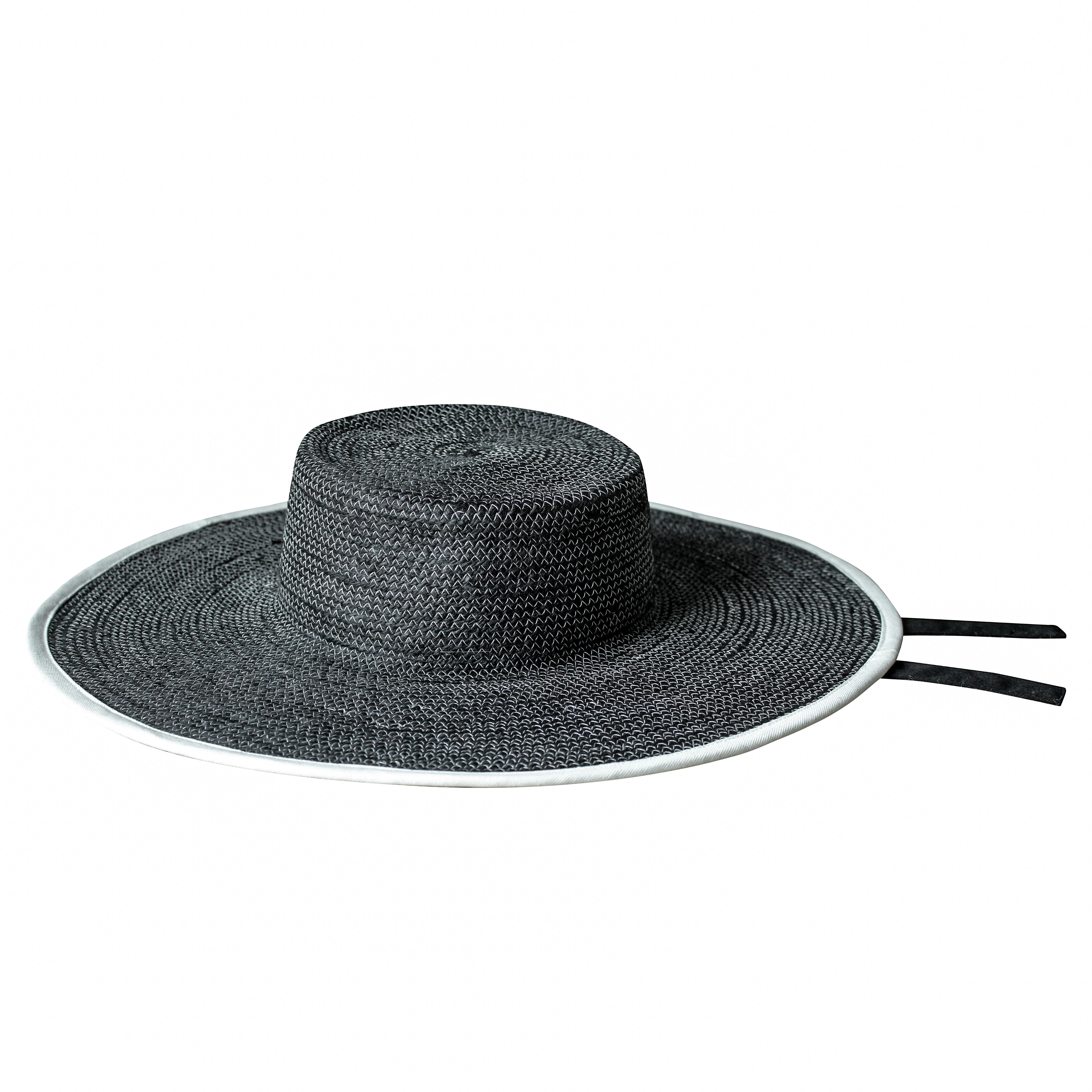 LOLO Wide-brim Jute Boater Hat in Black - Image 2