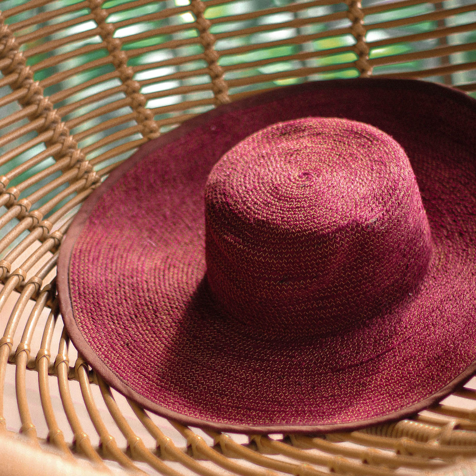 LOLO Wide-brim Jute Boater Hat in Burgundy - Image 5