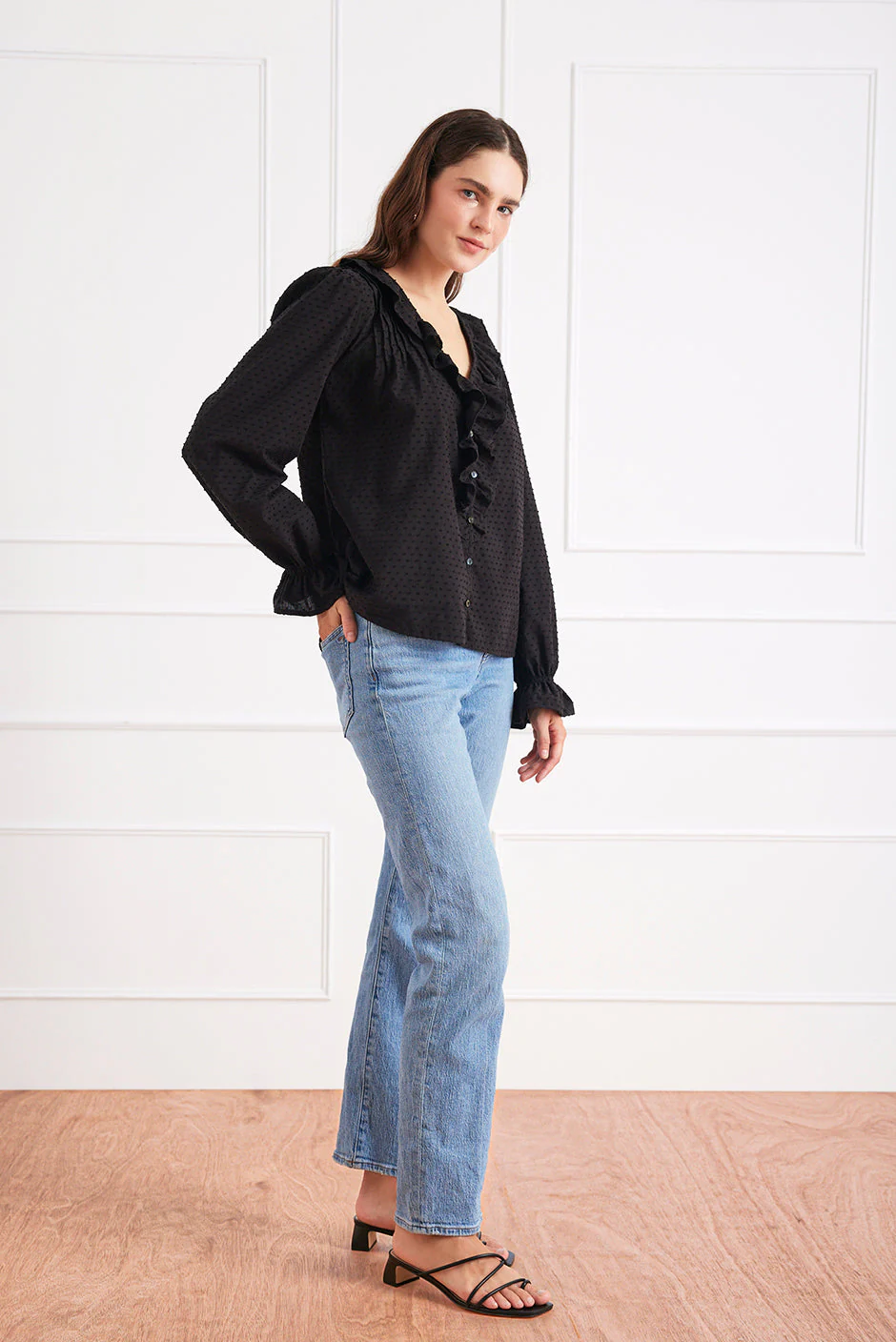 Long Sleeve Chloe Shirt in Black - Image 5