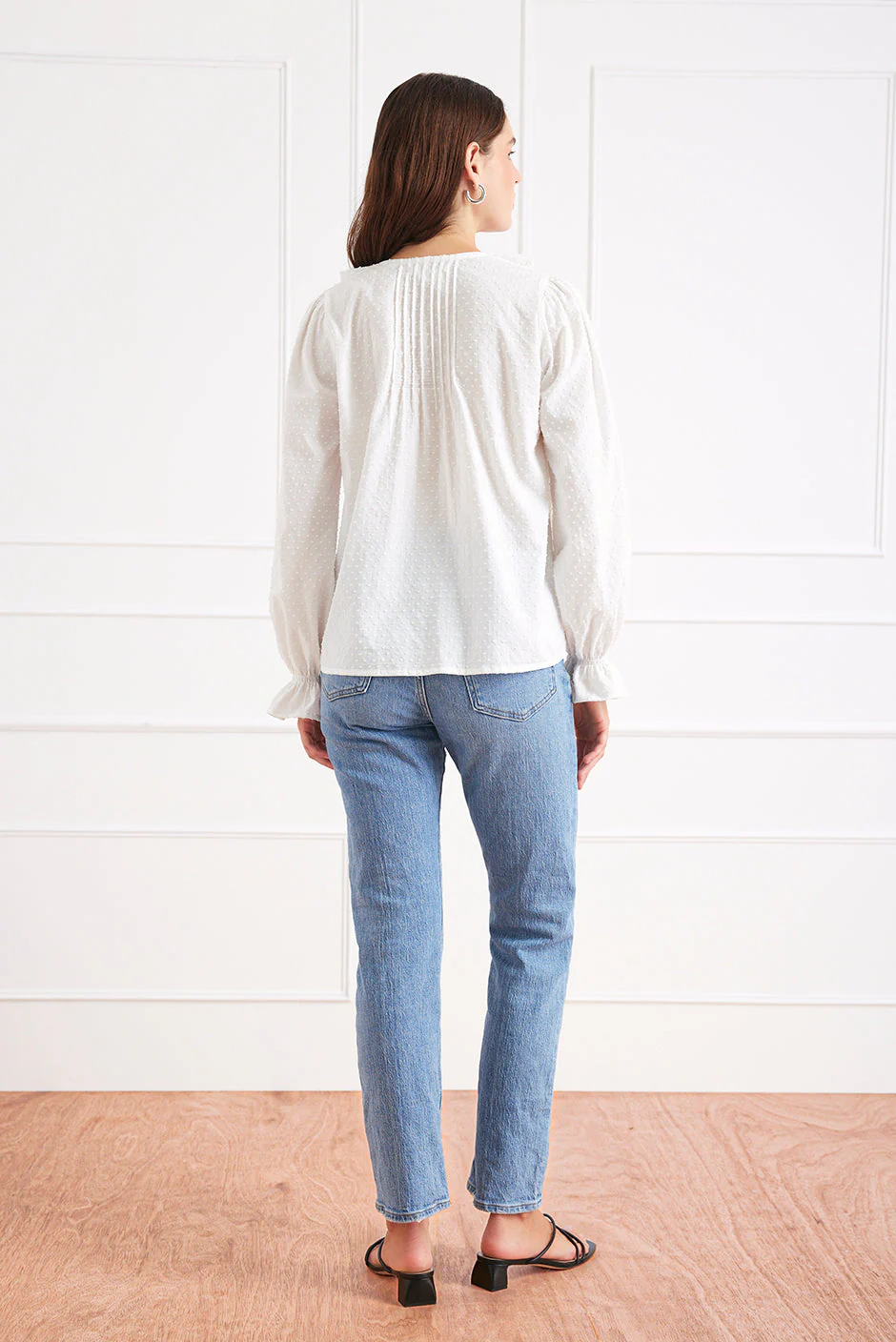 Long Sleeve Chloe Shirt in Off White - Image 5