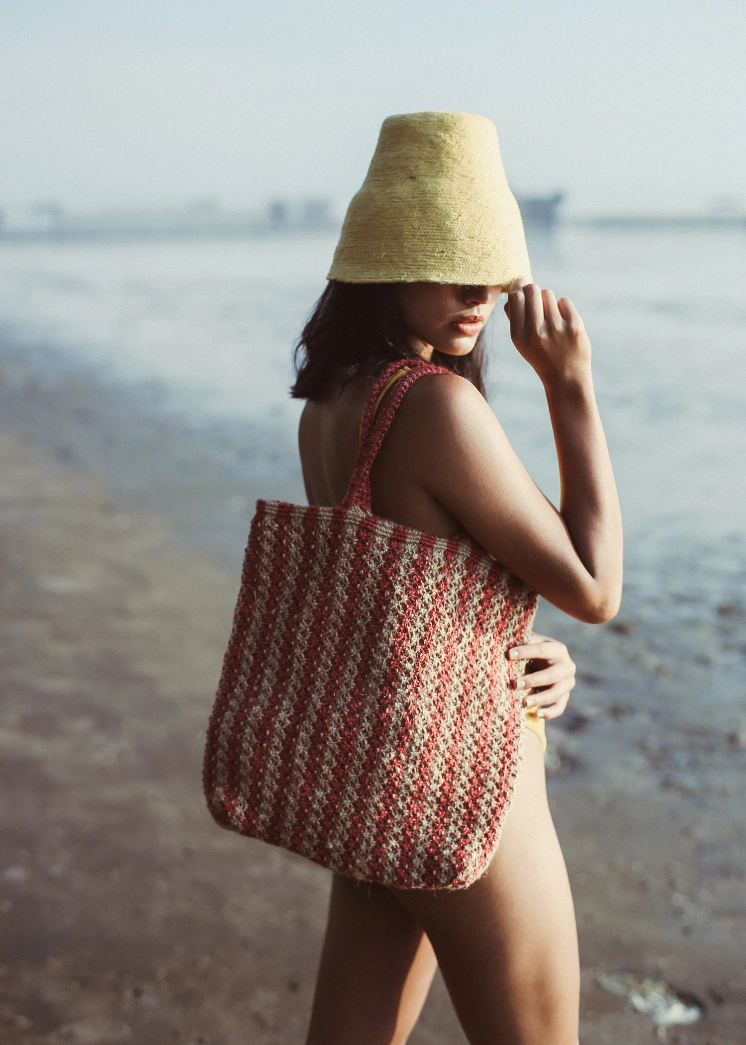 Louisa Striped Straw Tote Bag - Image 2